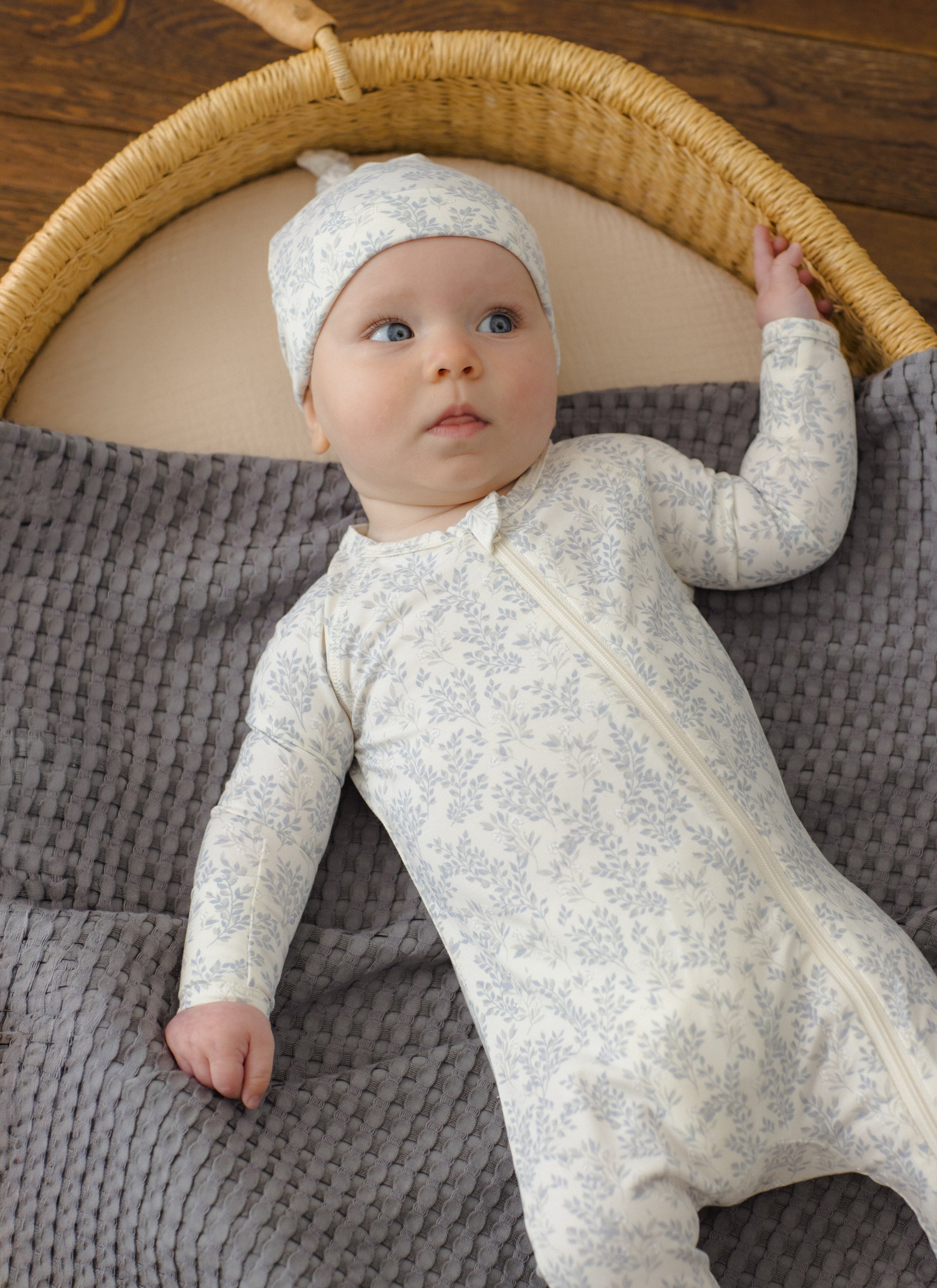 Bamboo Zip Footie Cloud Floral - Rylee + Cru | Kids Clothes | Trendy Baby Clothes | Modern Infant Outfits |