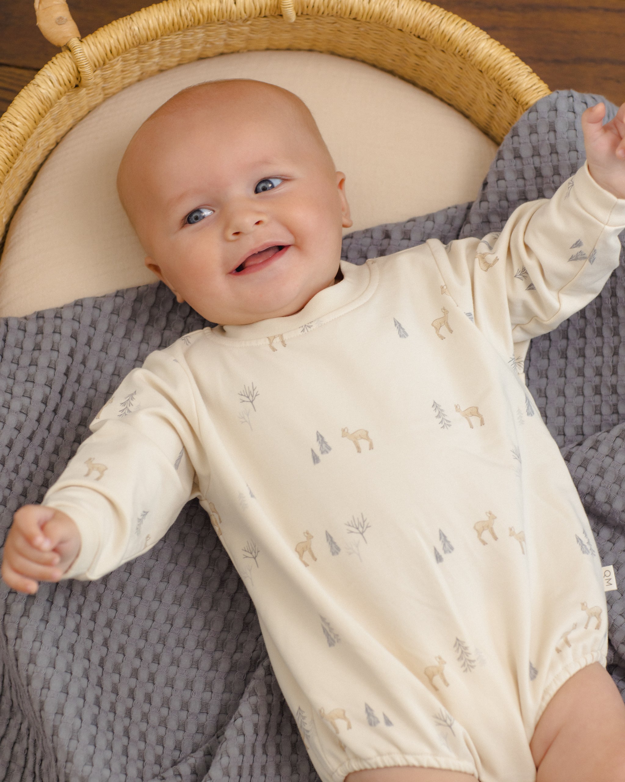 Crewneck Bubble Romper Deer - Rylee + Cru | Kids Clothes | Trendy Baby Clothes | Modern Infant Outfits |