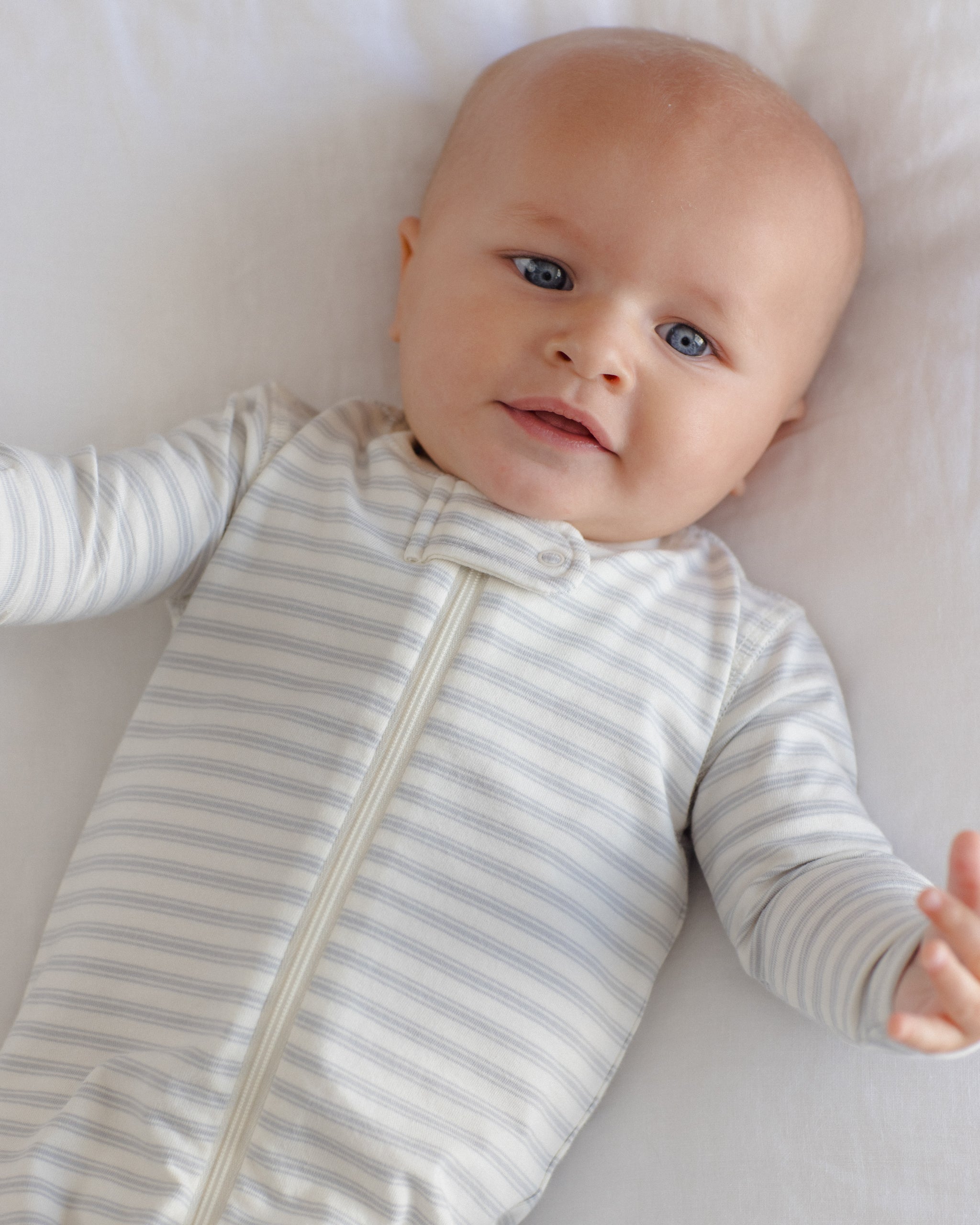Zip Long Sleeve Sleeper Footie Cloud Stripe - Rylee + Cru | Kids Clothes | Trendy Baby Clothes | Modern Infant Outfits |