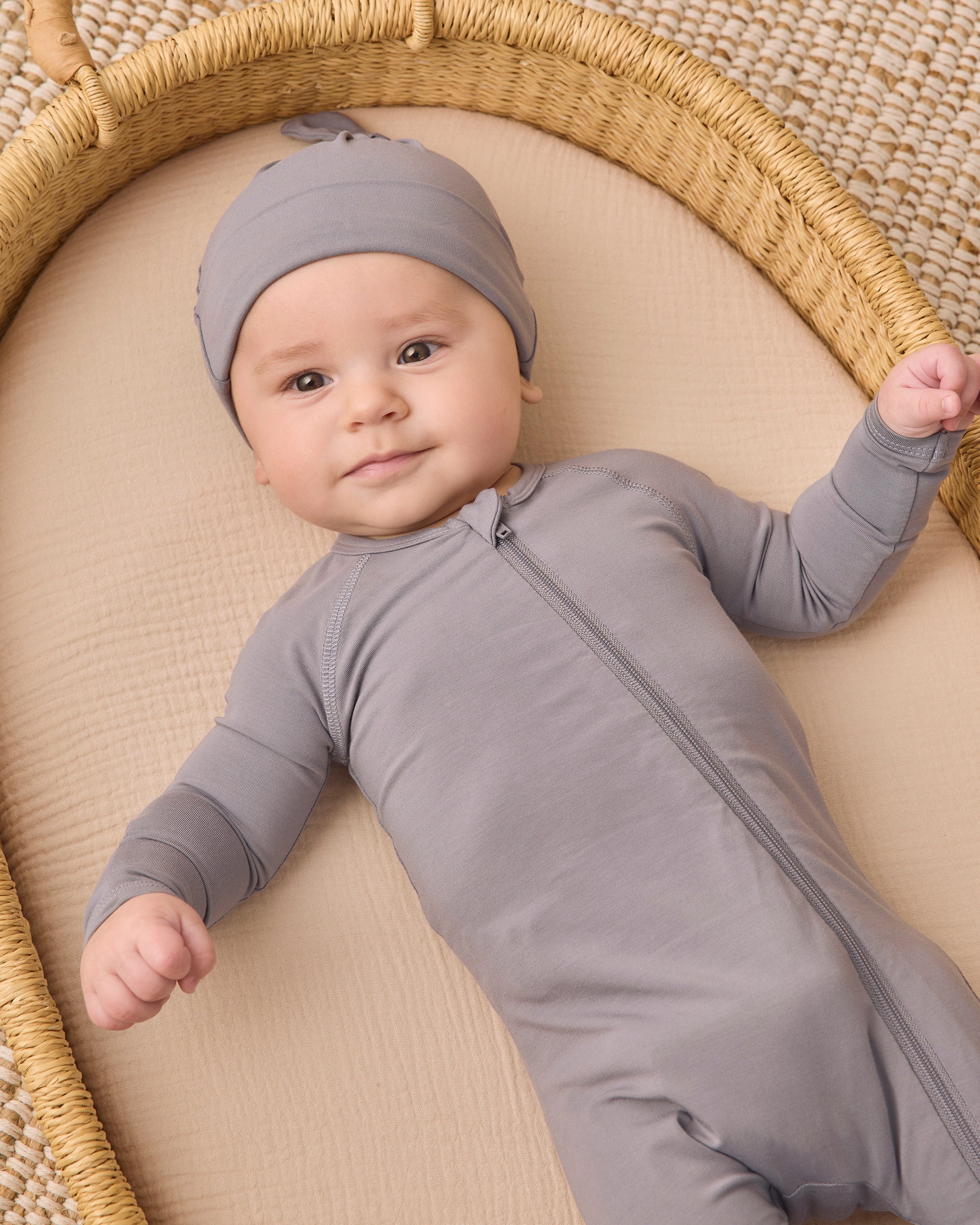 Bamboo Zip Footie Slate - Rylee + Cru | Kids Clothes | Trendy Baby Clothes | Modern Infant Outfits |