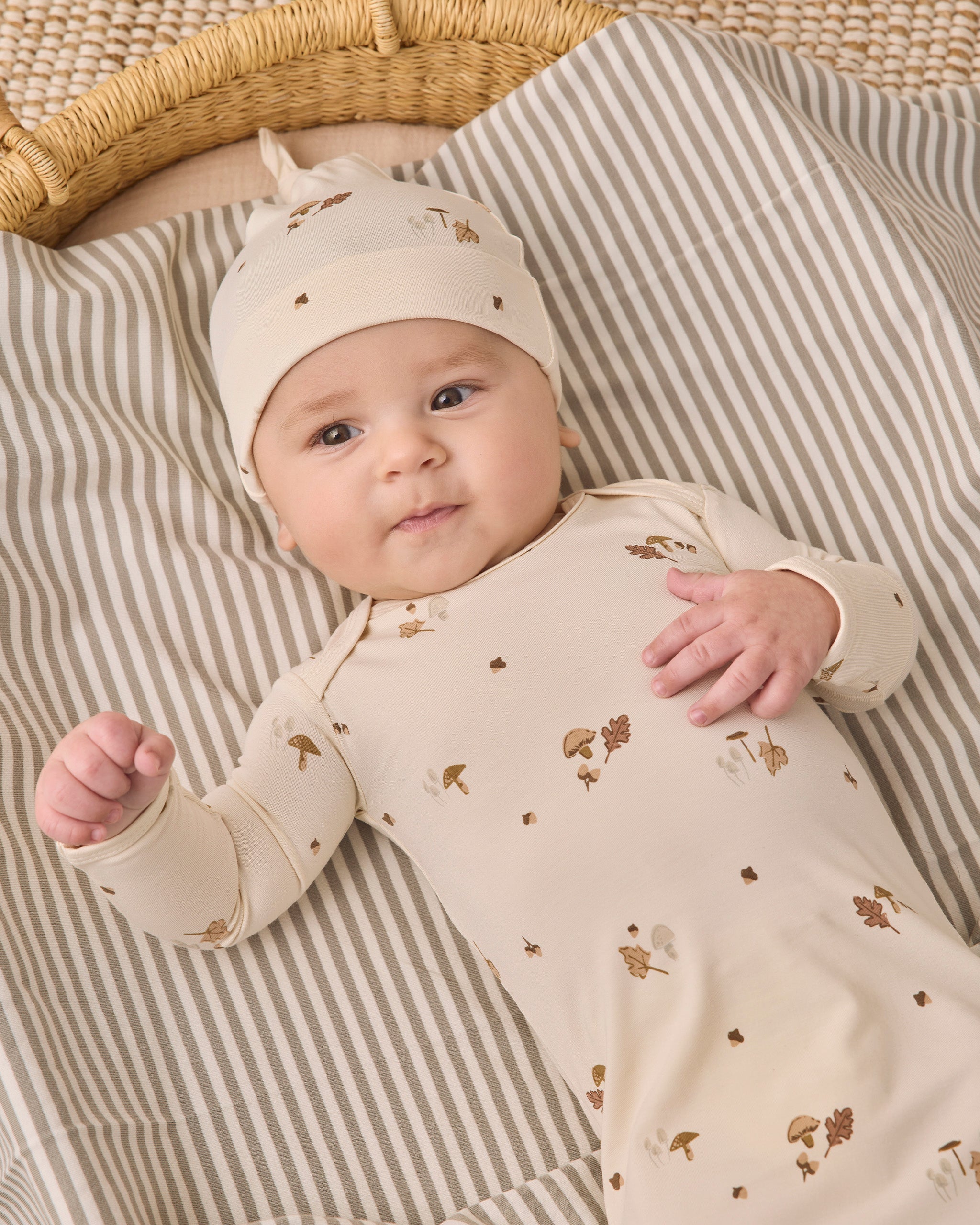 Bamboo Baby Gown + Hat Set Woodland - Rylee + Cru | Kids Clothes | Trendy Baby Clothes | Modern Infant Outfits |