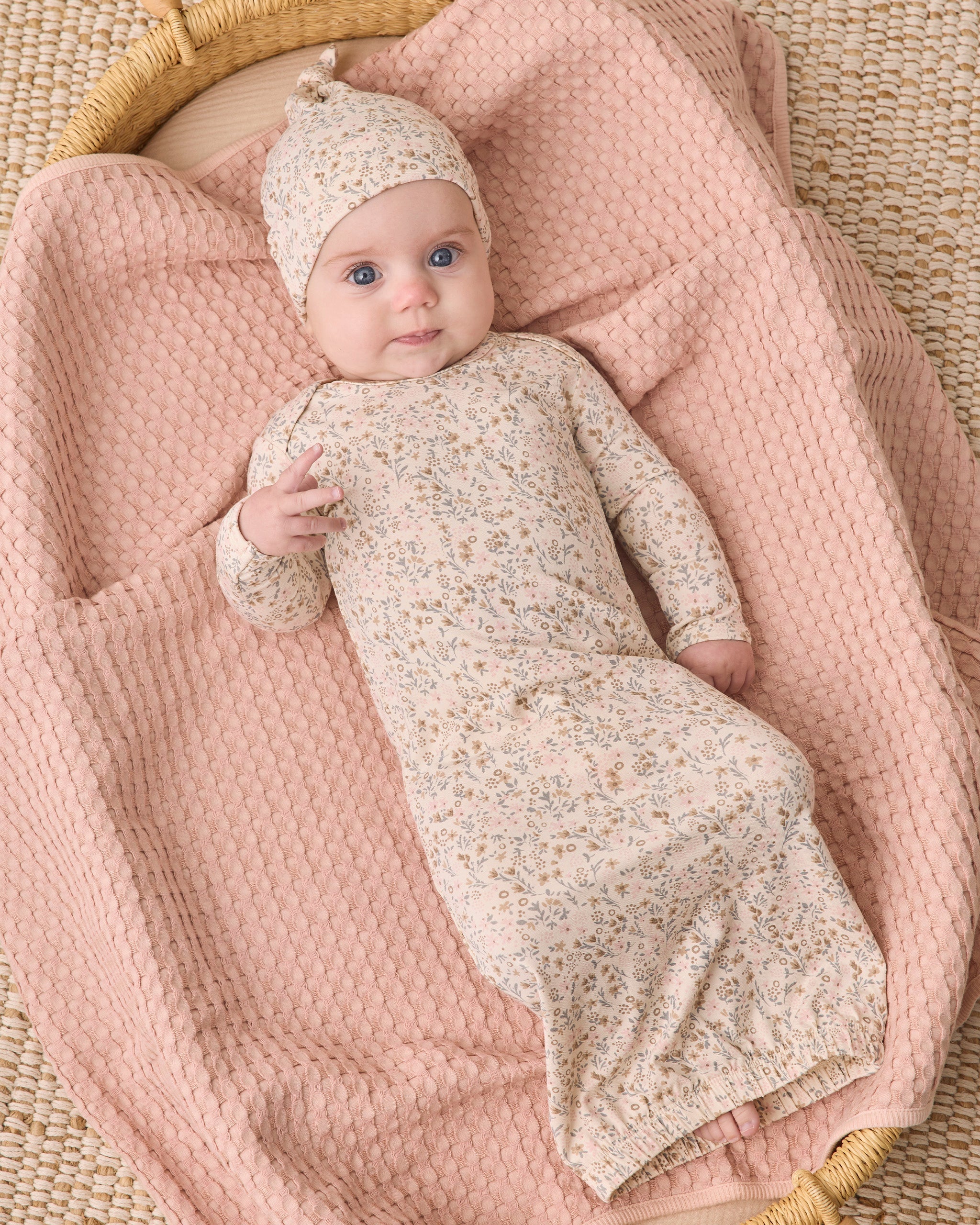 Bamboo Baby Gown + Hat Set Bloom - Rylee + Cru | Kids Clothes | Trendy Baby Clothes | Modern Infant Outfits |