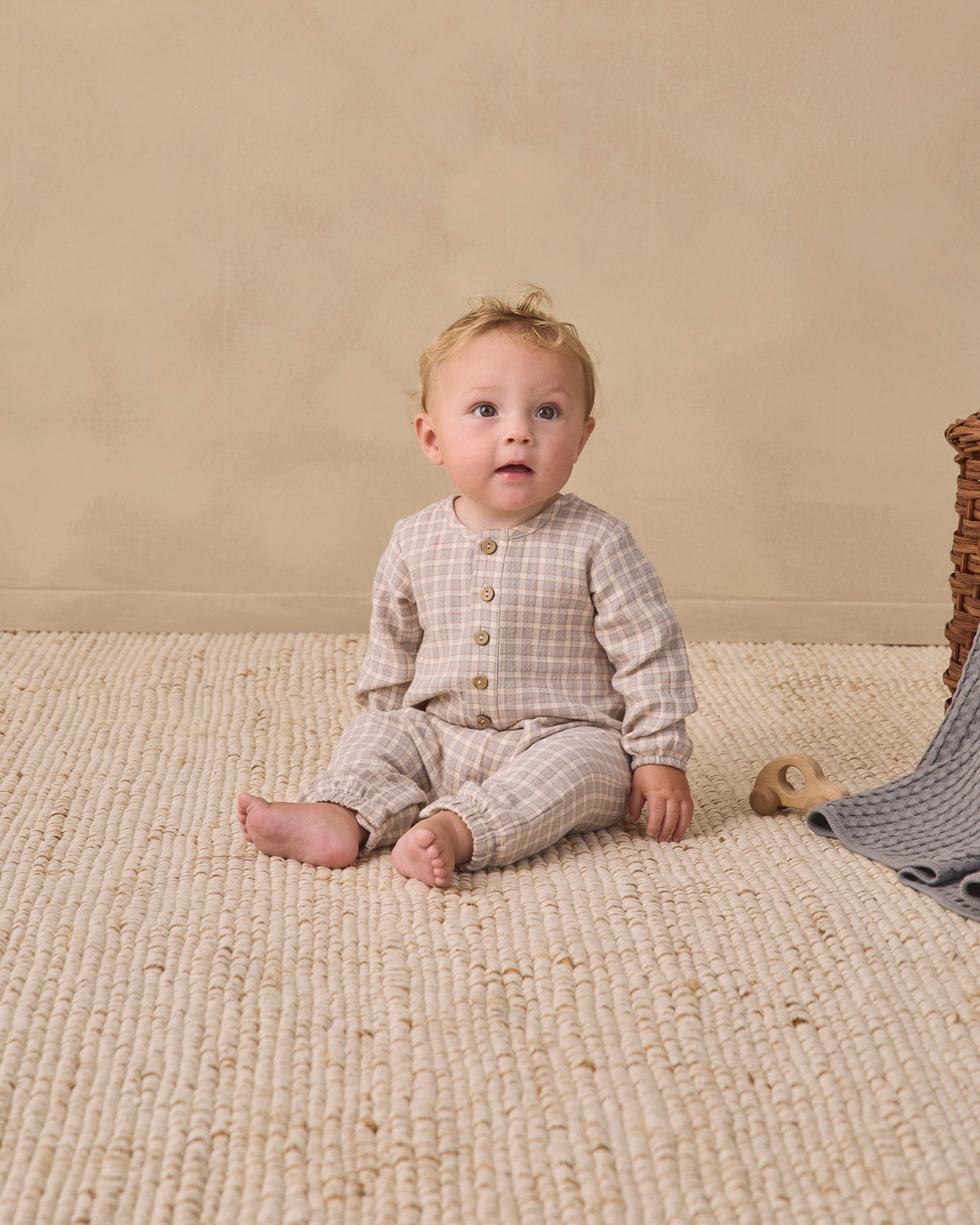 Woven Jumpsuit Blue Gingham - Rylee + Cru | Kids Clothes | Trendy Baby Clothes | Modern Infant Outfits |