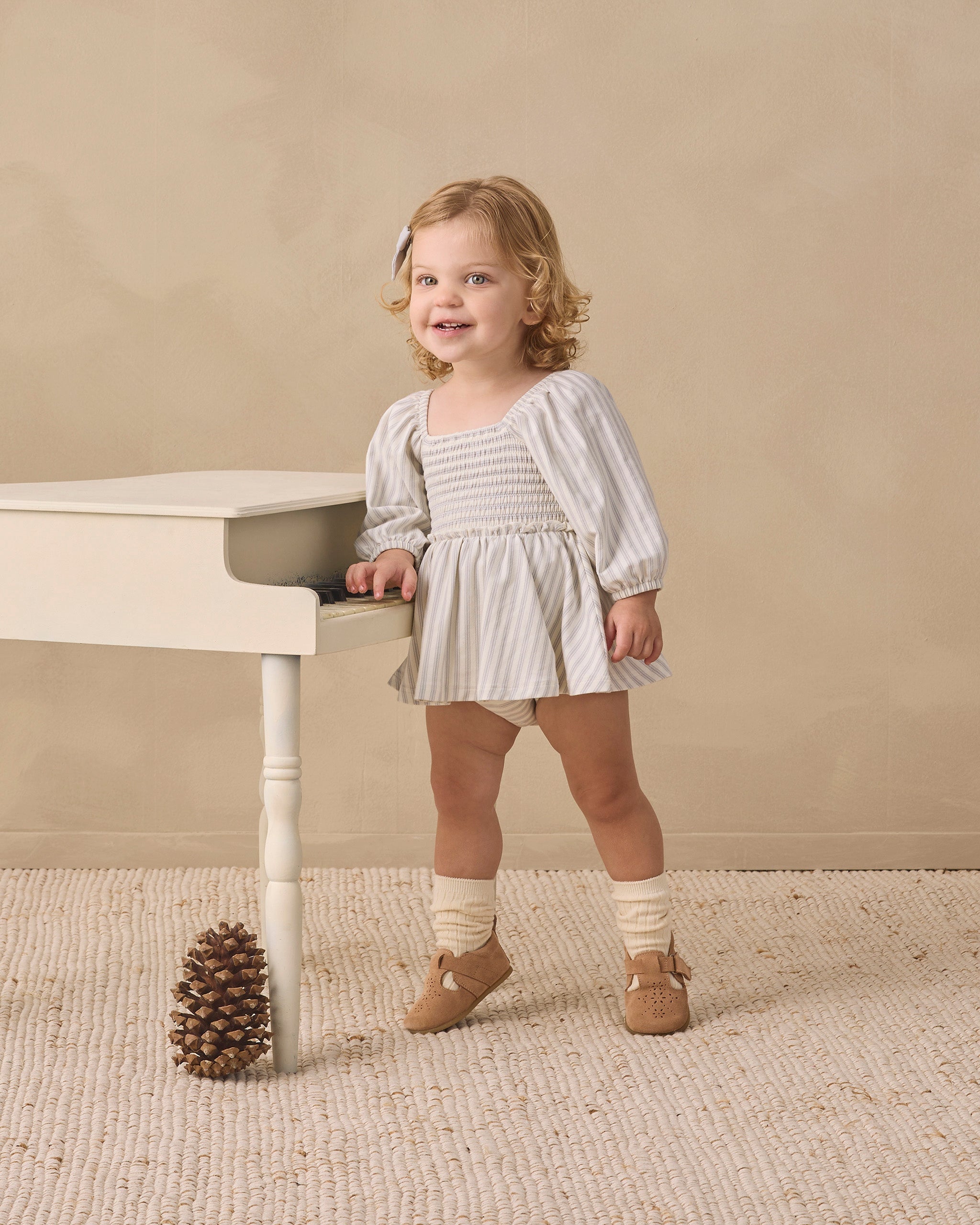Lainey Romper Cloud Stripe - Rylee + Cru | Kids Clothes | Trendy Baby Clothes | Modern Infant Outfits |