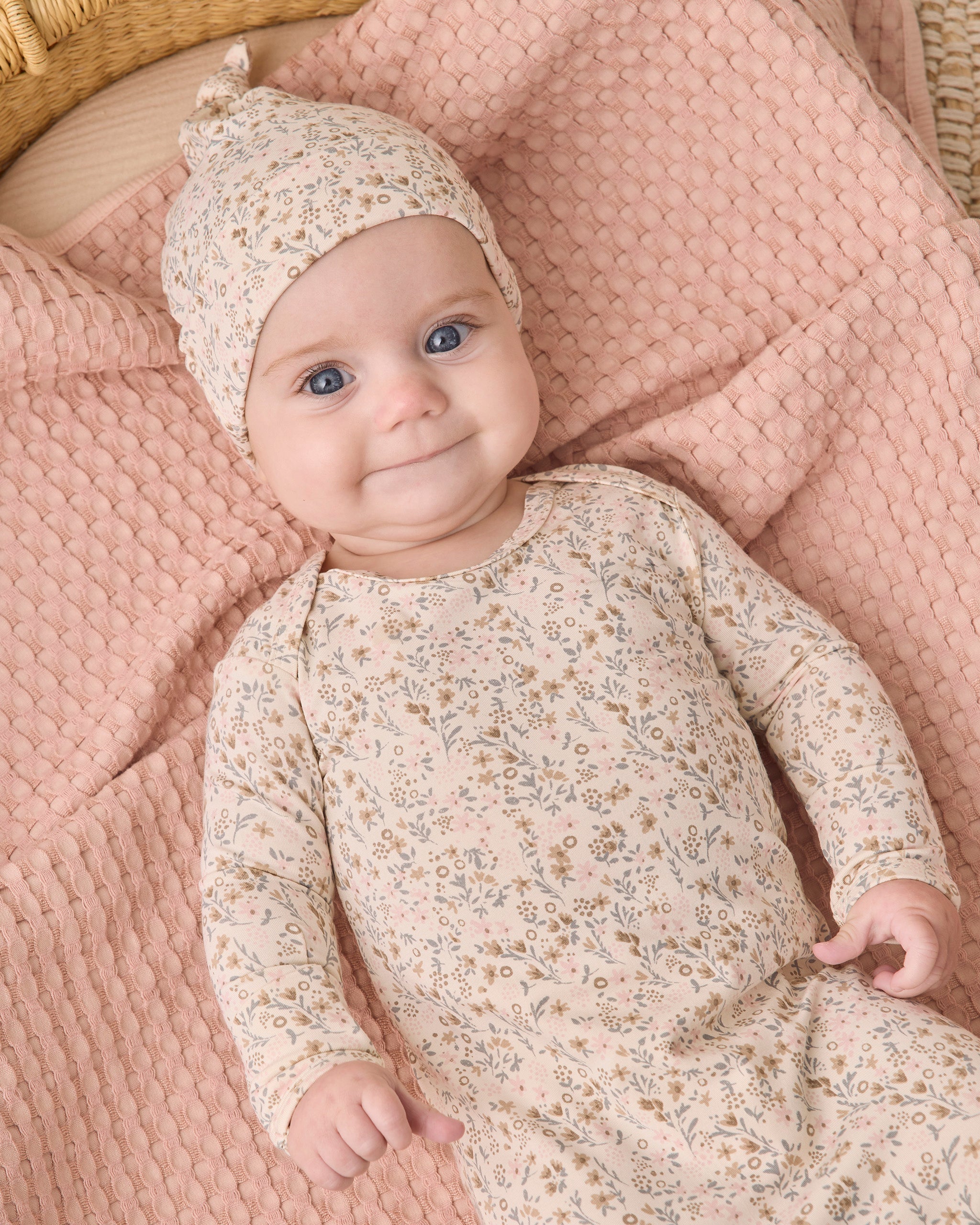 Bamboo Baby Gown + Hat Set Bloom - Rylee + Cru | Kids Clothes | Trendy Baby Clothes | Modern Infant Outfits |