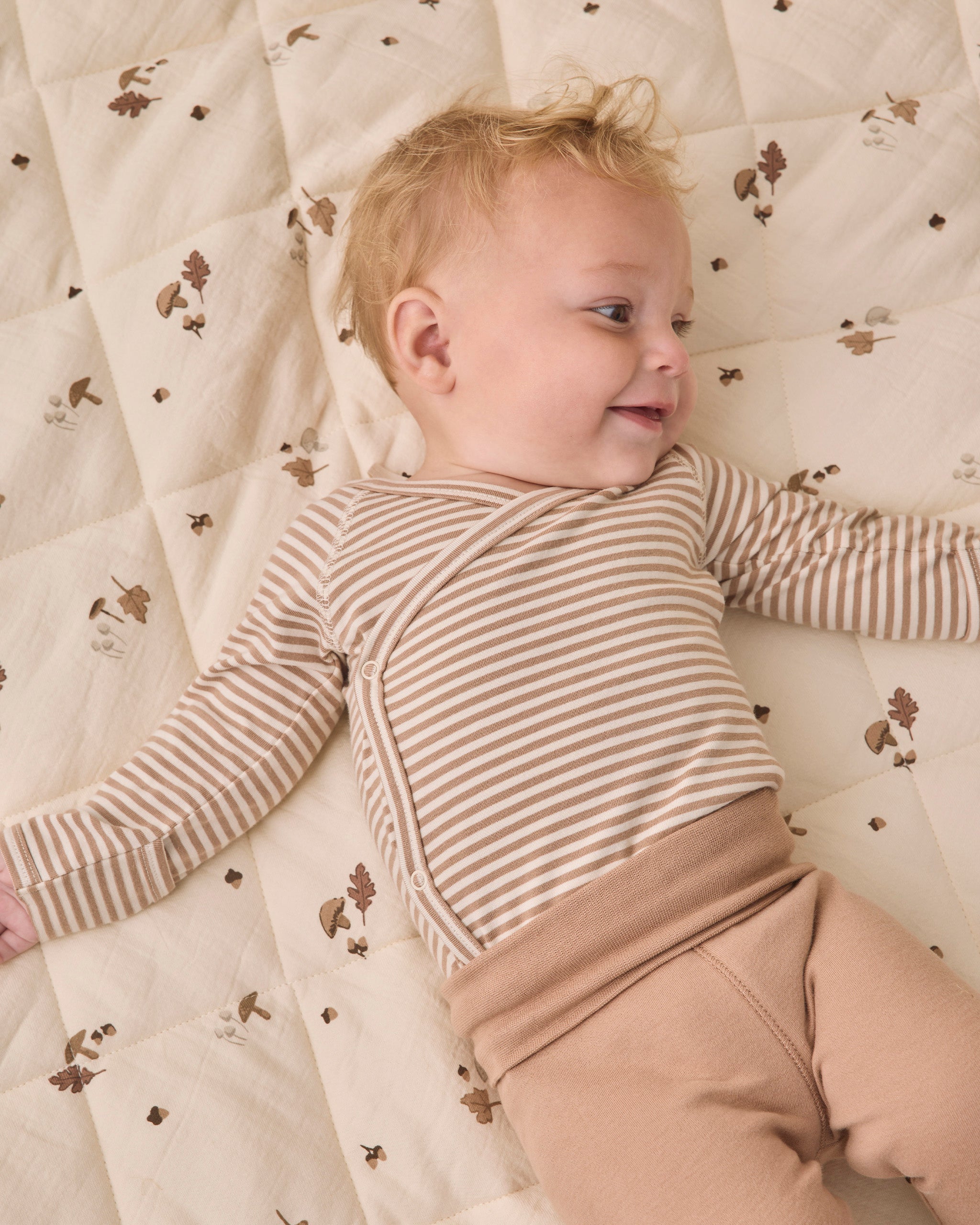 Side Snap Bodysuit + Pant Set Almond Stripe - Rylee + Cru | Kids Clothes | Trendy Baby Clothes | Modern Infant Outfits |