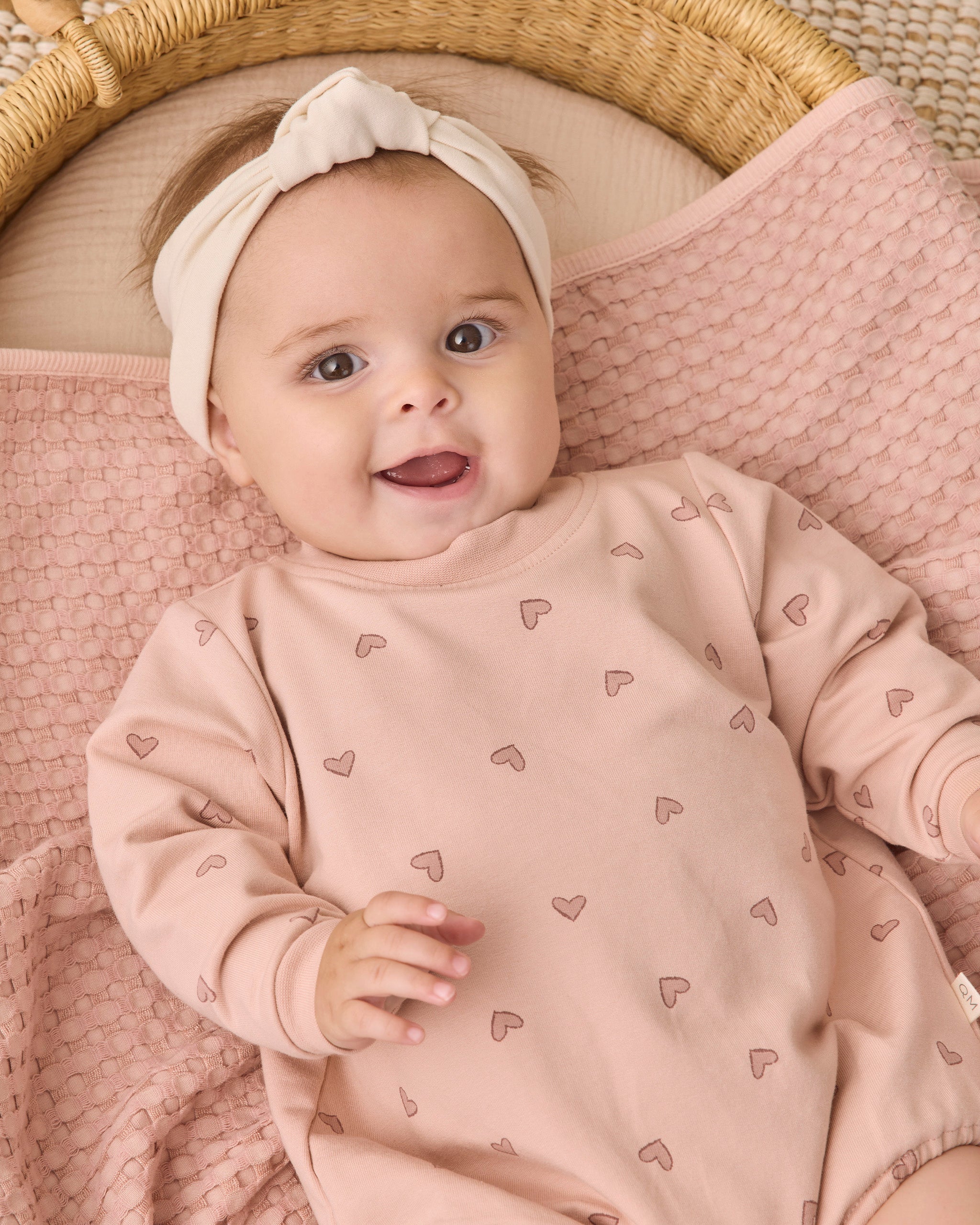 Crewneck Bubble Romper Hearts - Rylee + Cru | Kids Clothes | Trendy Baby Clothes | Modern Infant Outfits |