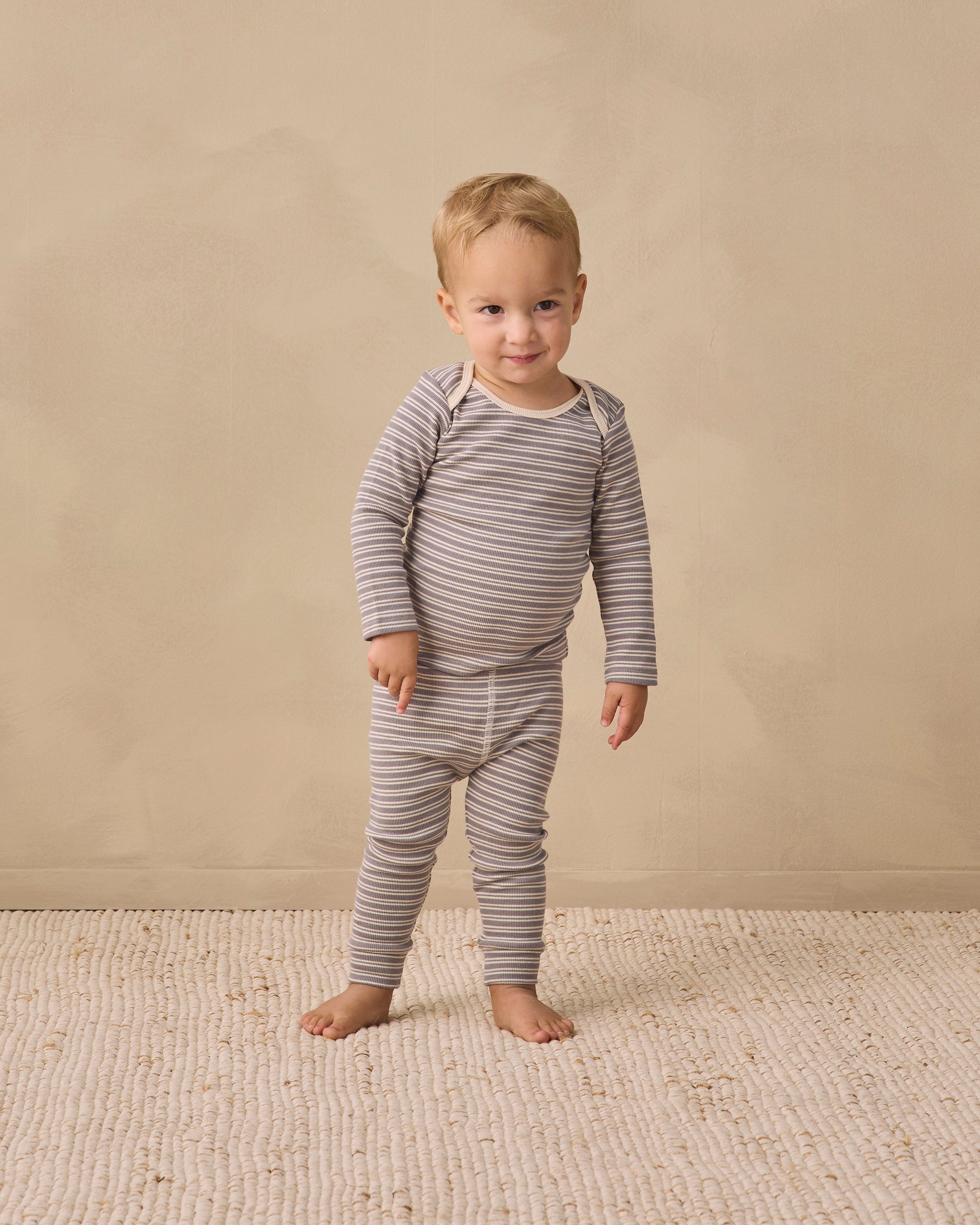 Ribbed Tee + Legging Set Slate Microstripe - Rylee + Cru | Kids Clothes | Trendy Baby Clothes | Modern Infant Outfits |