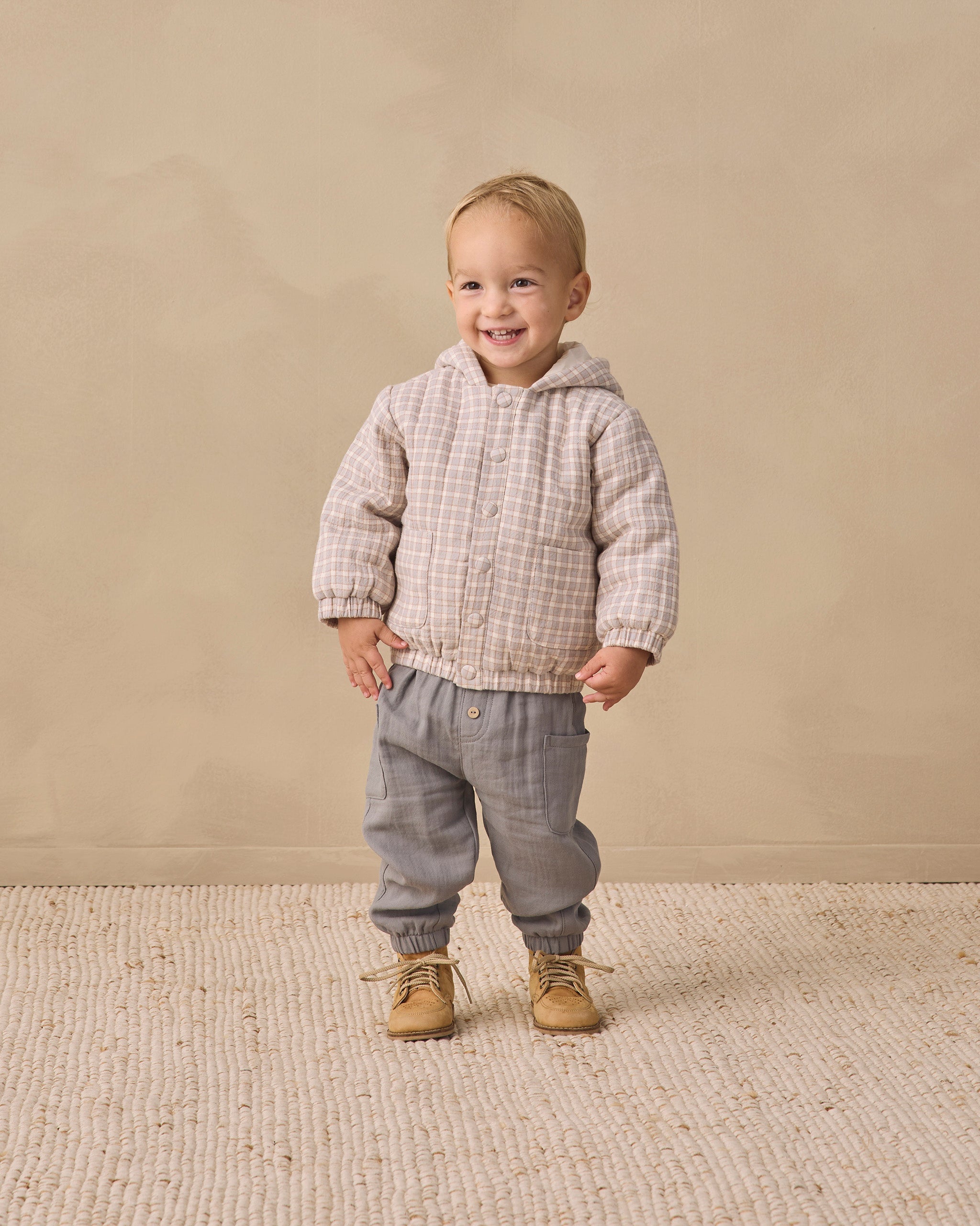 Hooded Woven Jacket Blue Gingham - Rylee + Cru | Kids Clothes | Trendy Baby Clothes | Modern Infant Outfits |