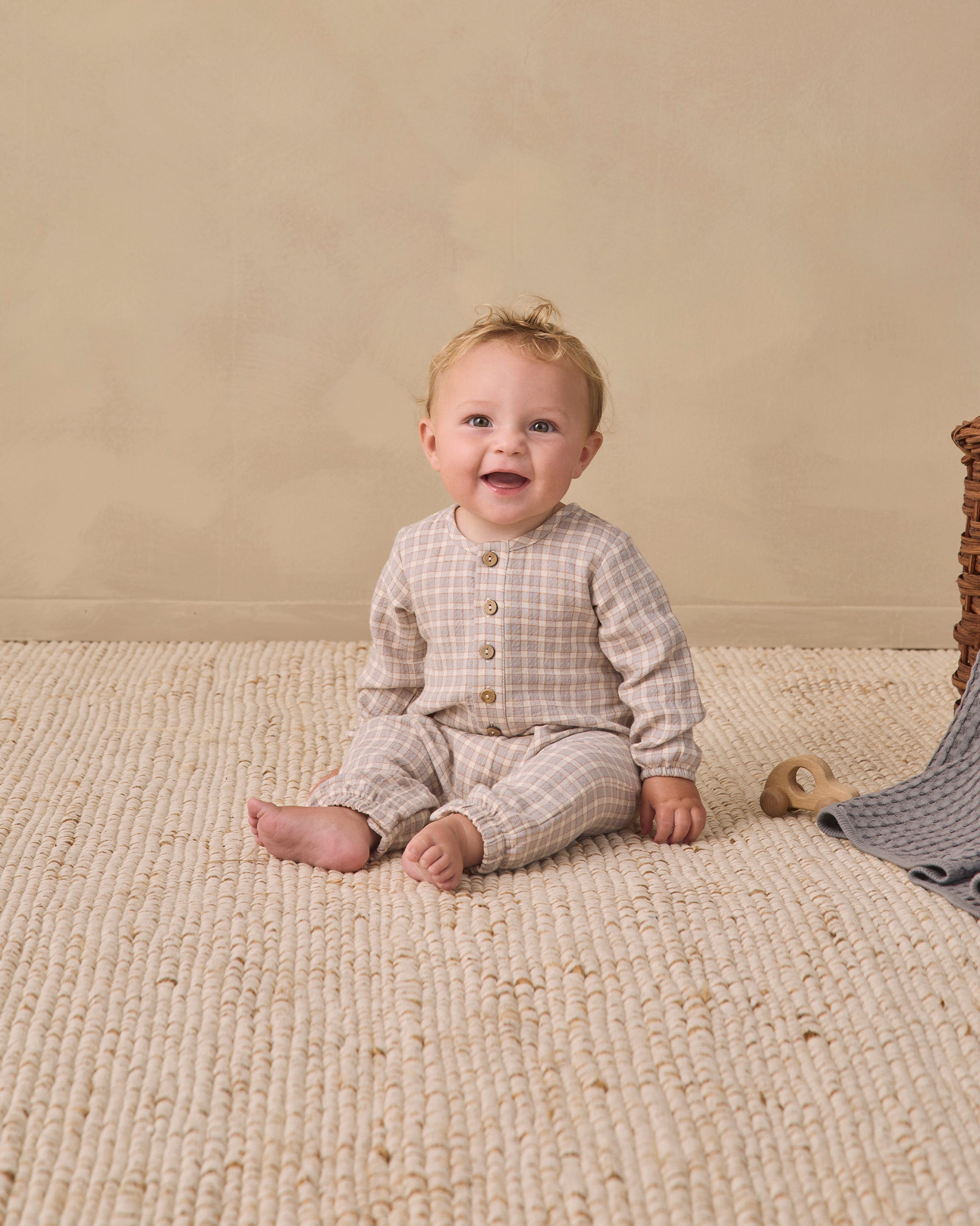 Woven Jumpsuit Blue Gingham - Rylee + Cru | Kids Clothes | Trendy Baby Clothes | Modern Infant Outfits |