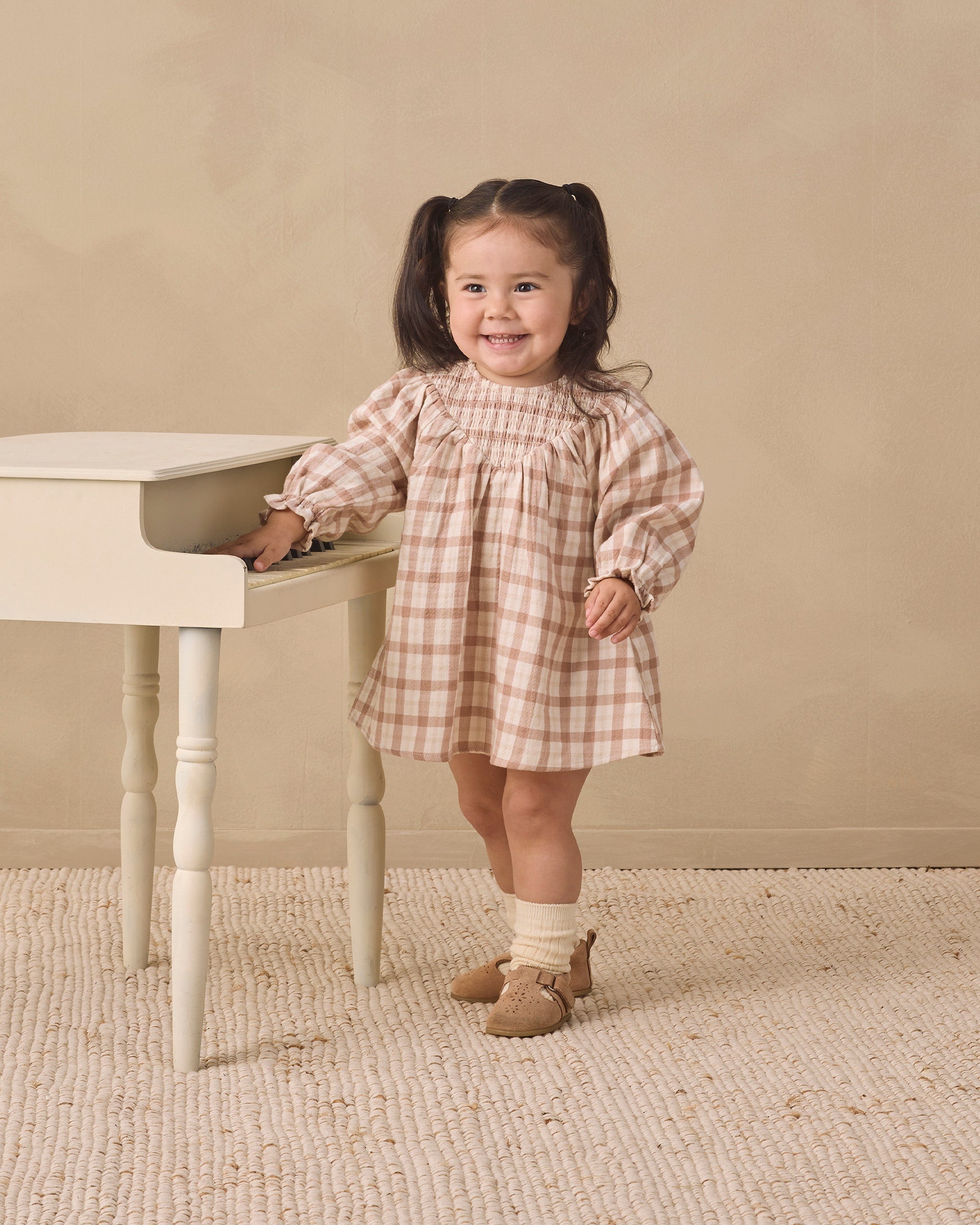 V Smocked Dress Rustic Plaid - Rylee + Cru | Kids Clothes | Trendy Baby Clothes | Modern Infant Outfits |