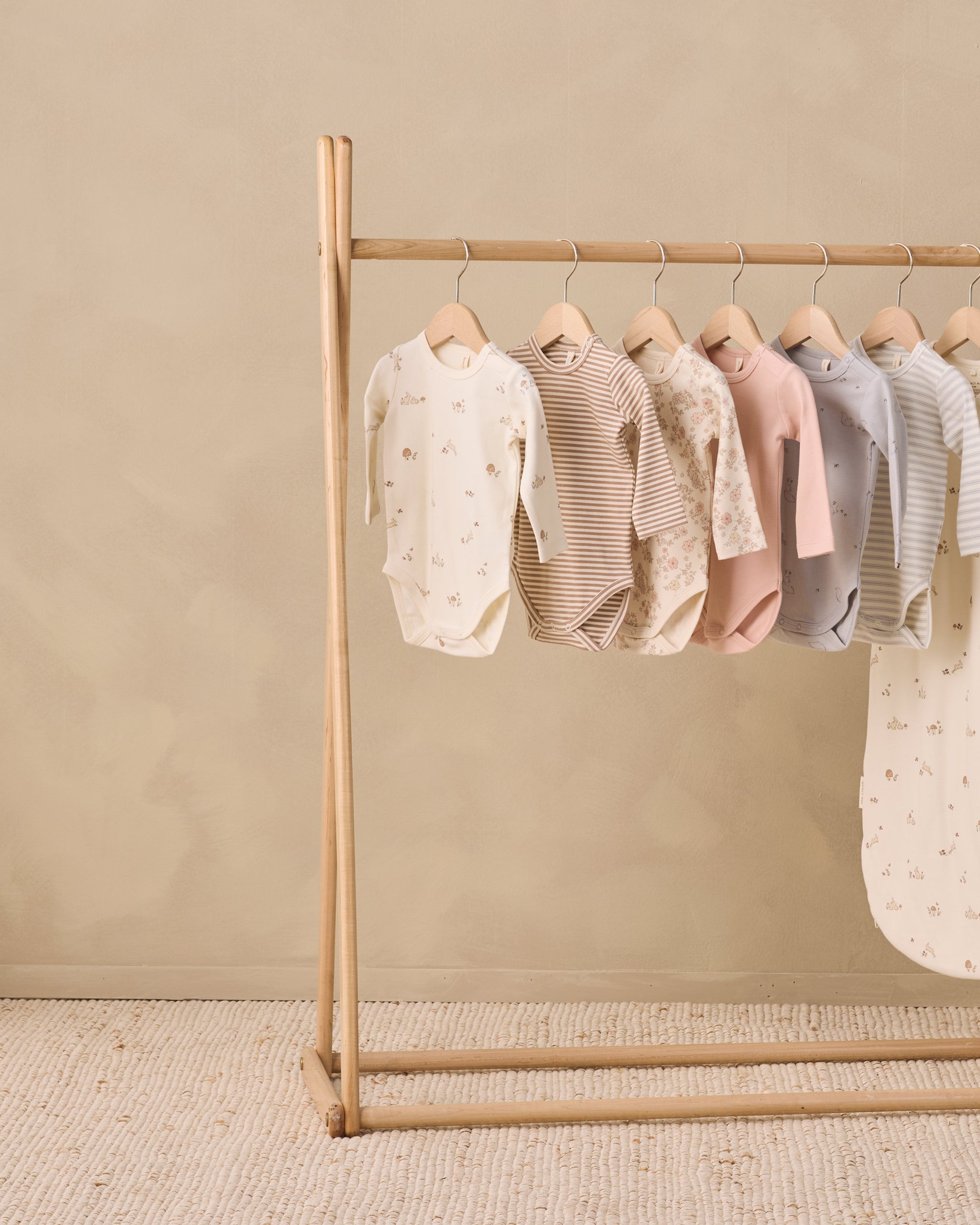 Jersey Bodysuit, 2 Pack Floral Vine, Dusty Rose - Rylee + Cru | Kids Clothes | Trendy Baby Clothes | Modern Infant Outfits |