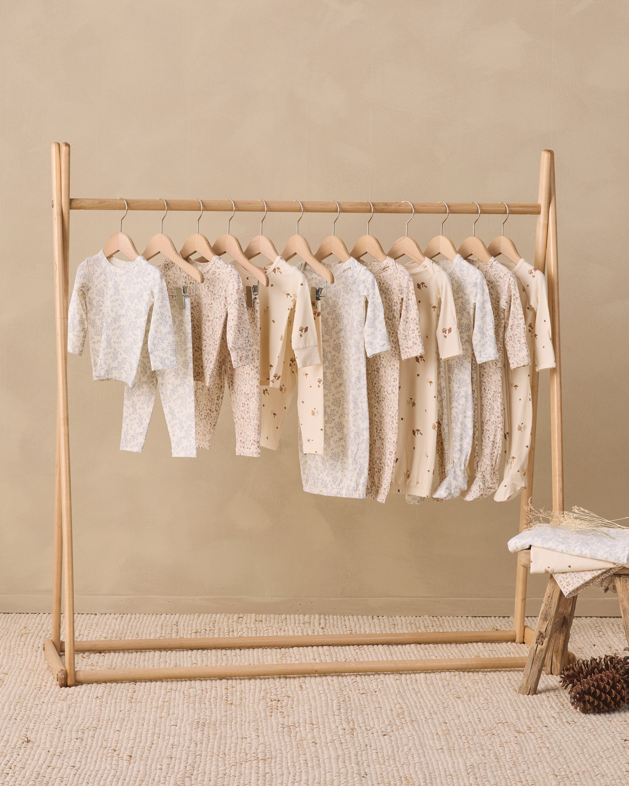 Bamboo Zip Footie Cloud Floral - Rylee + Cru | Kids Clothes | Trendy Baby Clothes | Modern Infant Outfits |