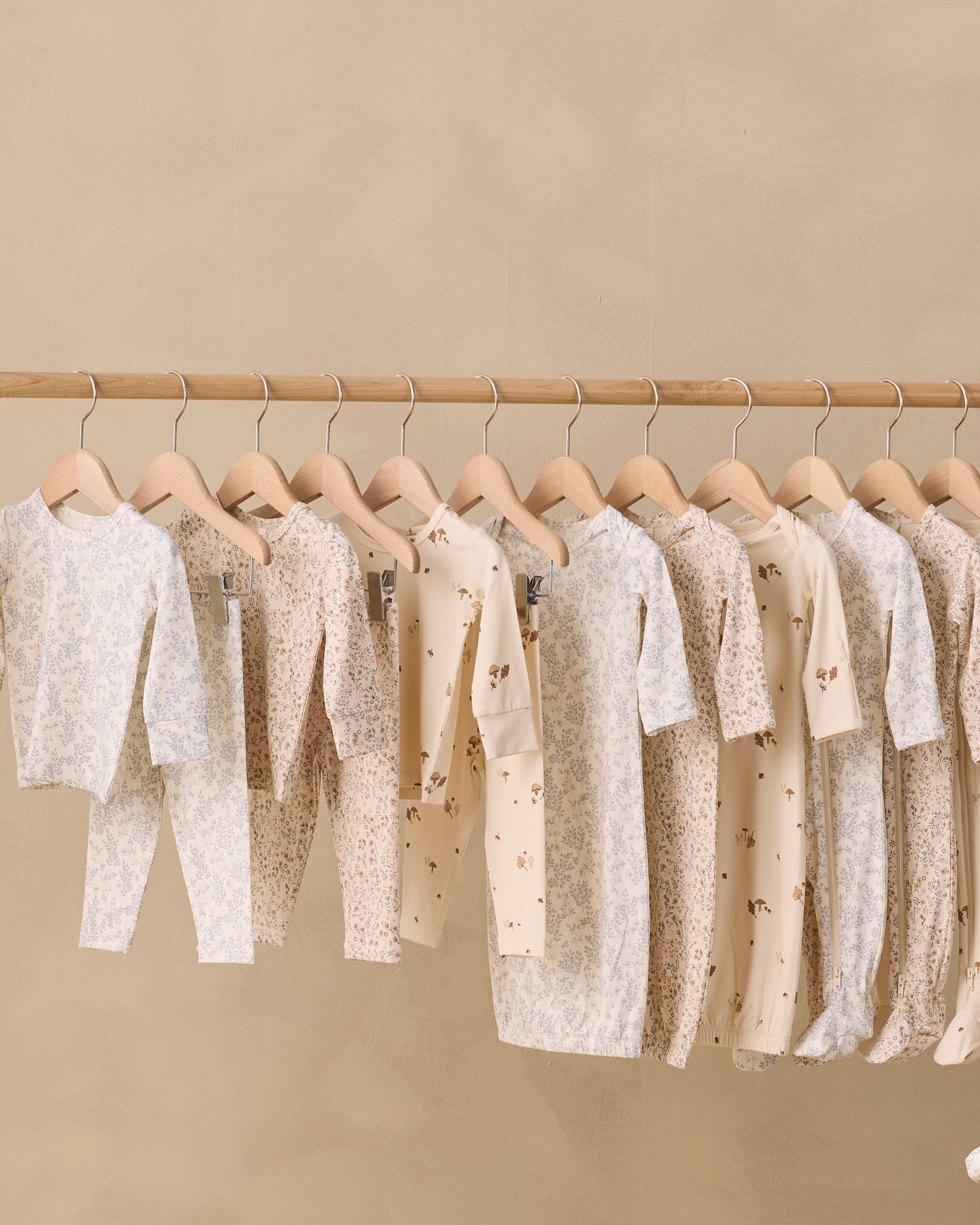 Bamboo Baby Gown + Hat Set Woodland - Rylee + Cru | Kids Clothes | Trendy Baby Clothes | Modern Infant Outfits |