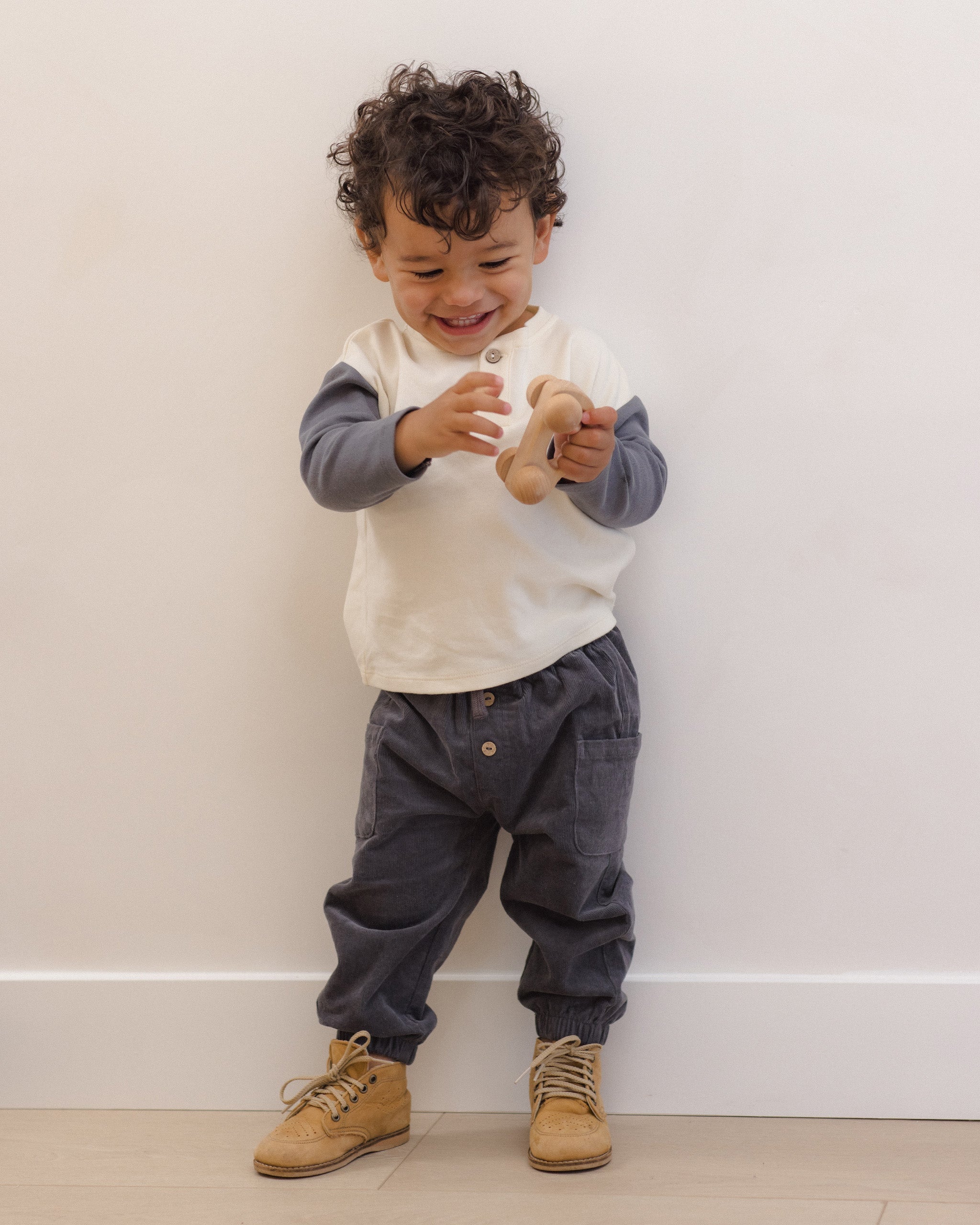 Long Sleeve Henley Tee Midnight - Rylee + Cru | Kids Clothes | Trendy Baby Clothes | Modern Infant Outfits |