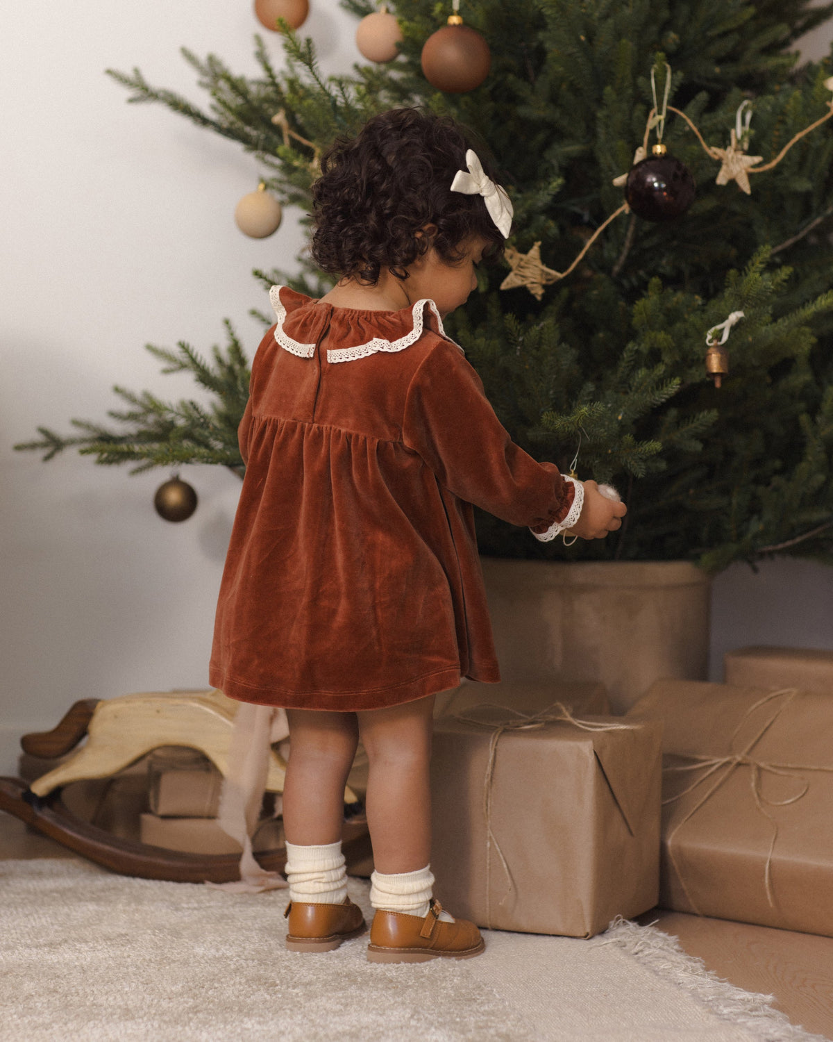 Velour Baby Dress Redwood