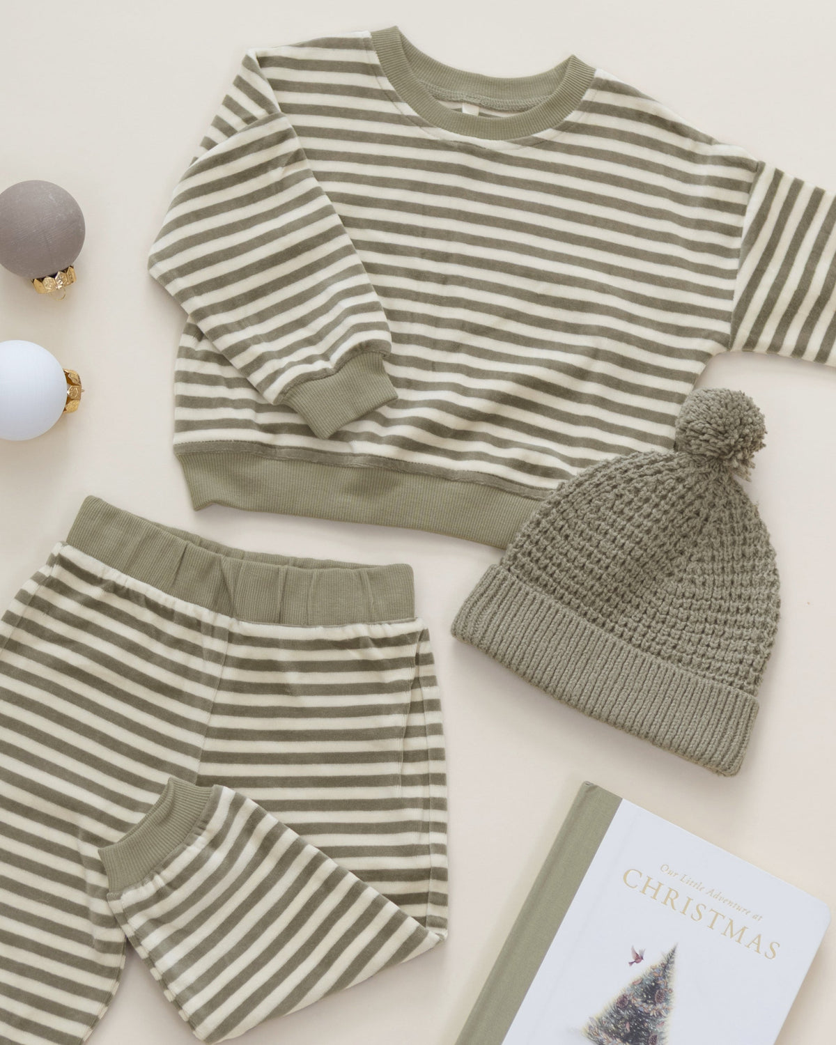 Velour Relaxed Sweatshirt Spruce Stripe - Rylee + Cru | Kids Clothes | Trendy Baby Clothes | Modern Infant Outfits |