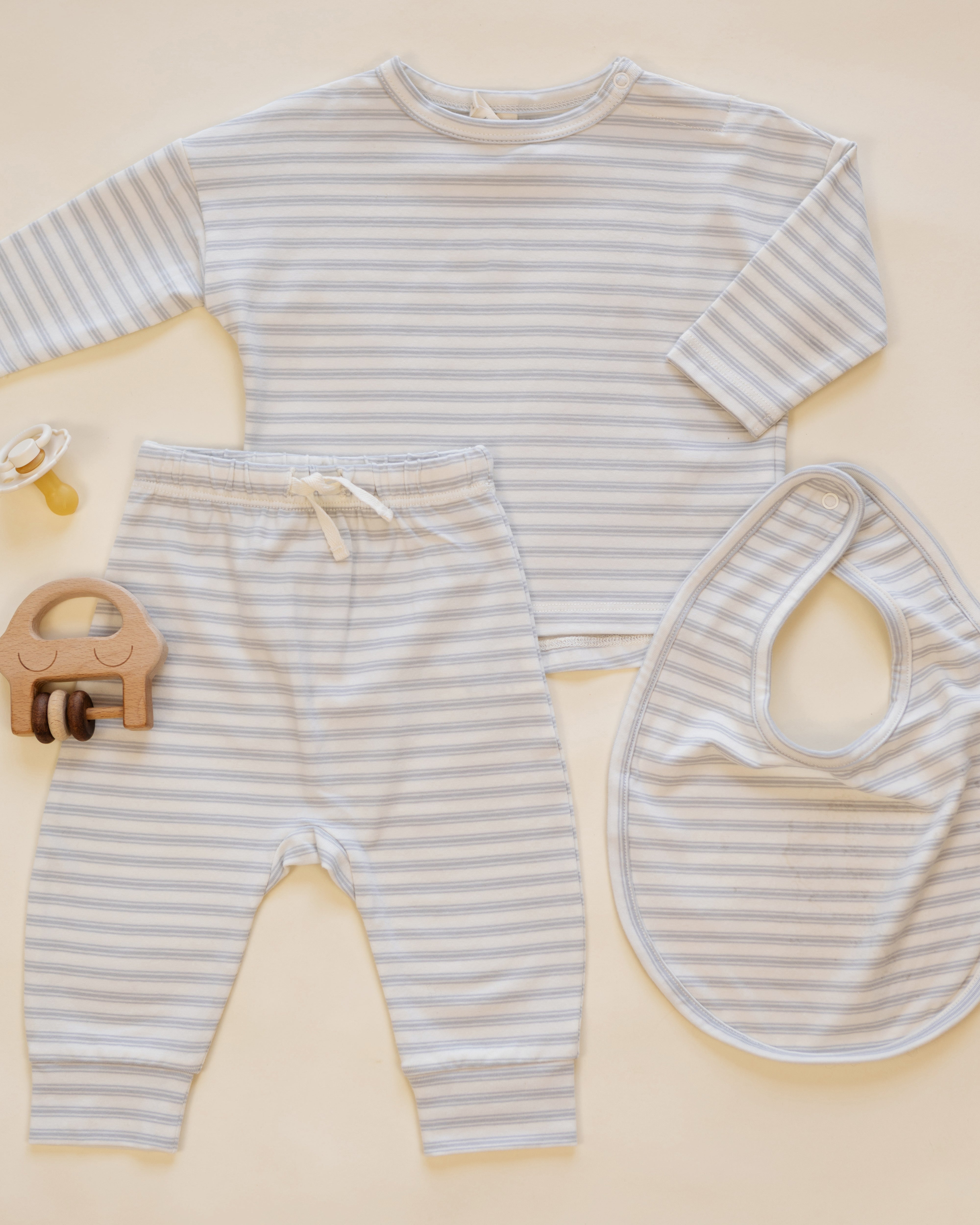 Jersey Snap Bib, 2 Pack Sheep, Cloud Stripe - Rylee + Cru | Kids Clothes | Trendy Baby Clothes | Modern Infant Outfits |