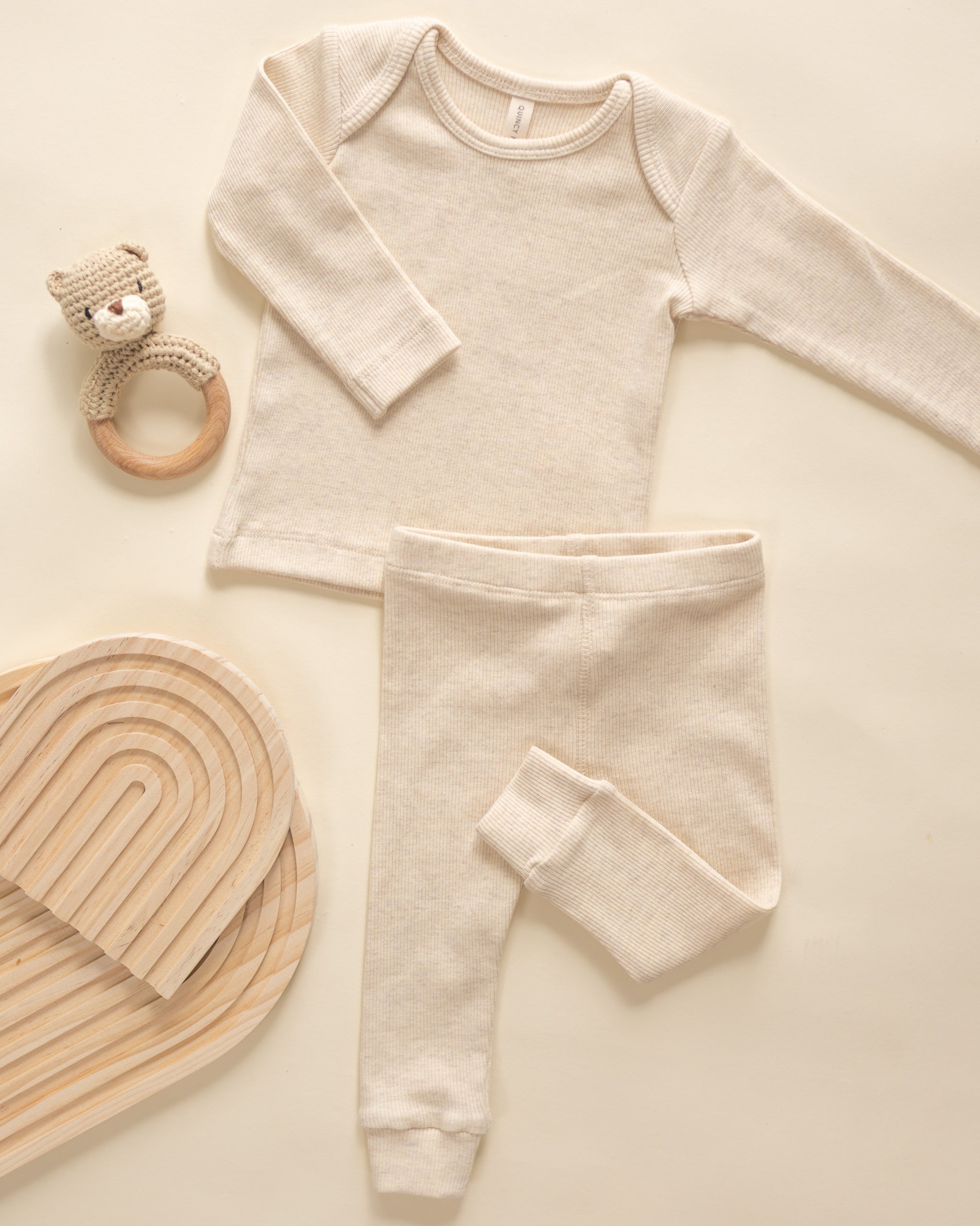 Ribbed Tee And Legging Set || Oatmeal - Rylee + Cru | Kids Clothes | Trendy Baby Clothes | Modern Infant Outfits |
