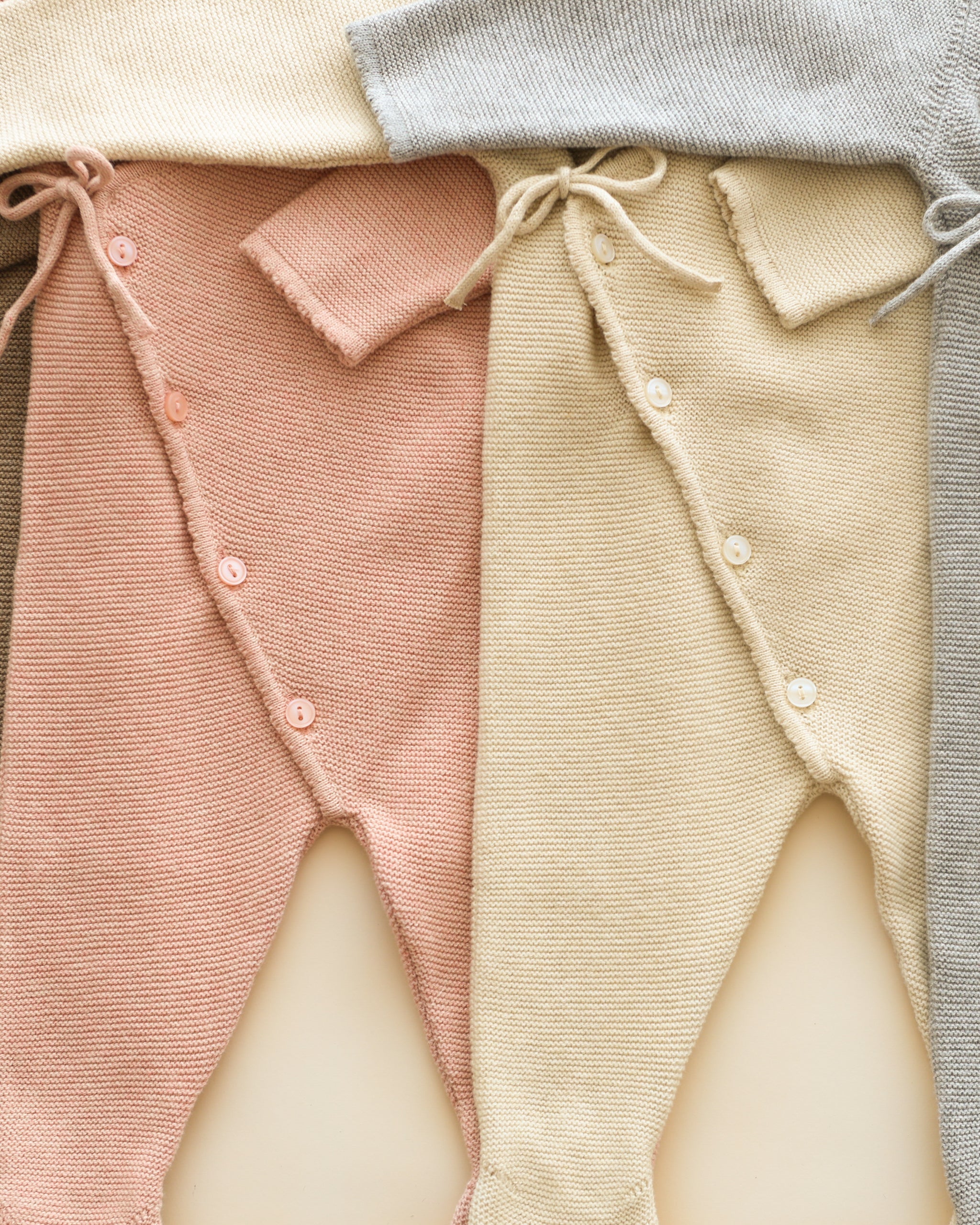 Wrap Knit Footie || Heathered Dusty Blue