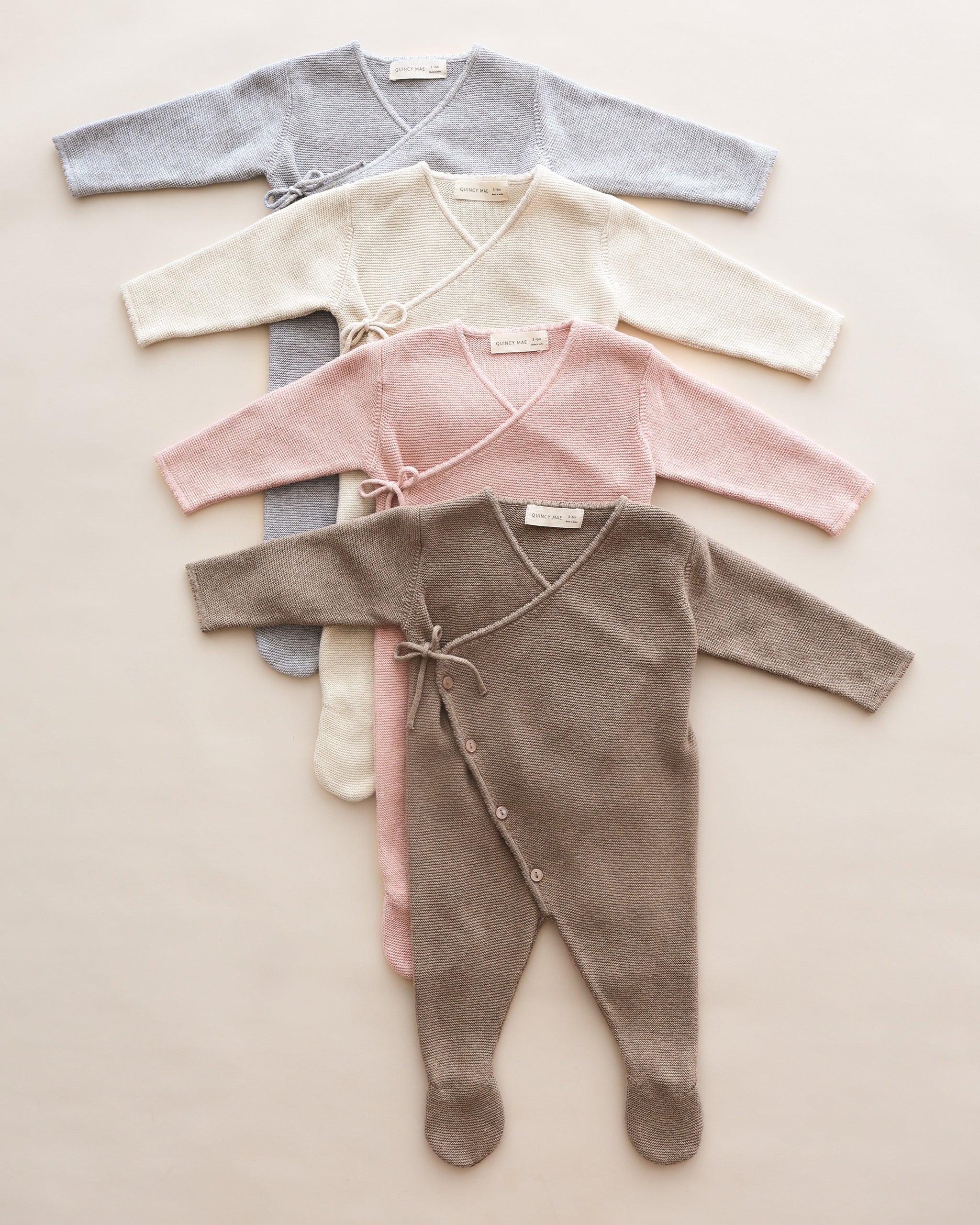 Wrap Knit Footie || Heathered Dusty Blue - Rylee + Cru | Kids Clothes | Trendy Baby Clothes | Modern Infant Outfits |