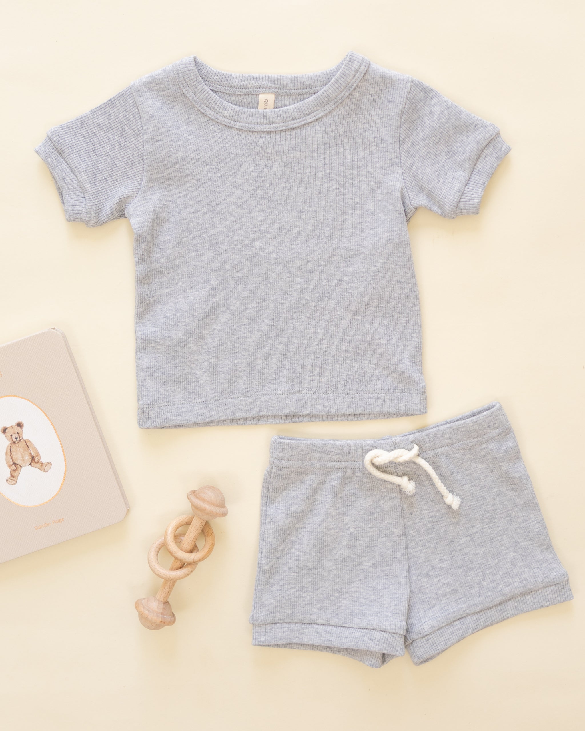 Ribbed Shortie Set || Dusty Blue - Rylee + Cru | Kids Clothes | Trendy Baby Clothes | Modern Infant Outfits |