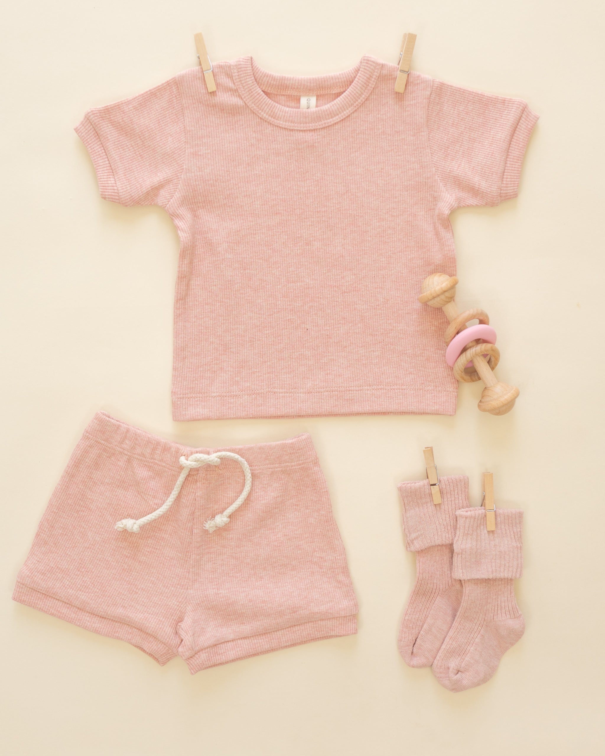 Ribbed Shortie Set || Rose - Rylee + Cru | Kids Clothes | Trendy Baby Clothes | Modern Infant Outfits |