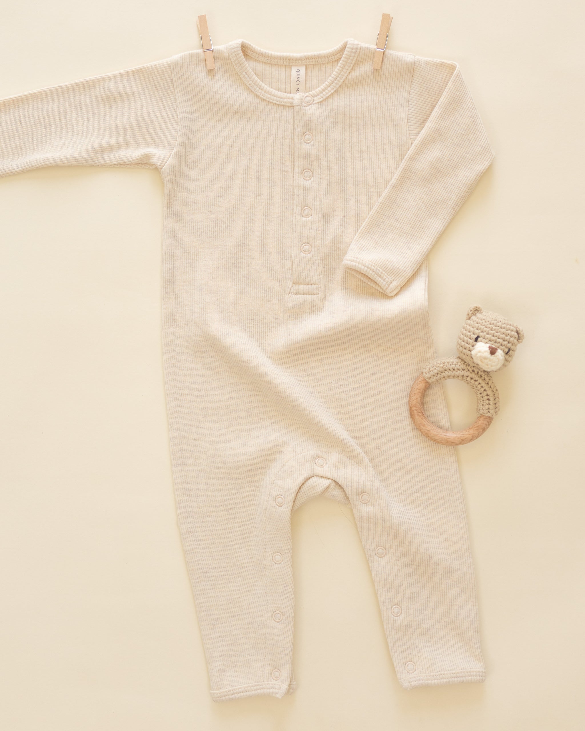 Ribbed Baby Jumpsuit || Oatmeal - Rylee + Cru | Kids Clothes | Trendy Baby Clothes | Modern Infant Outfits |