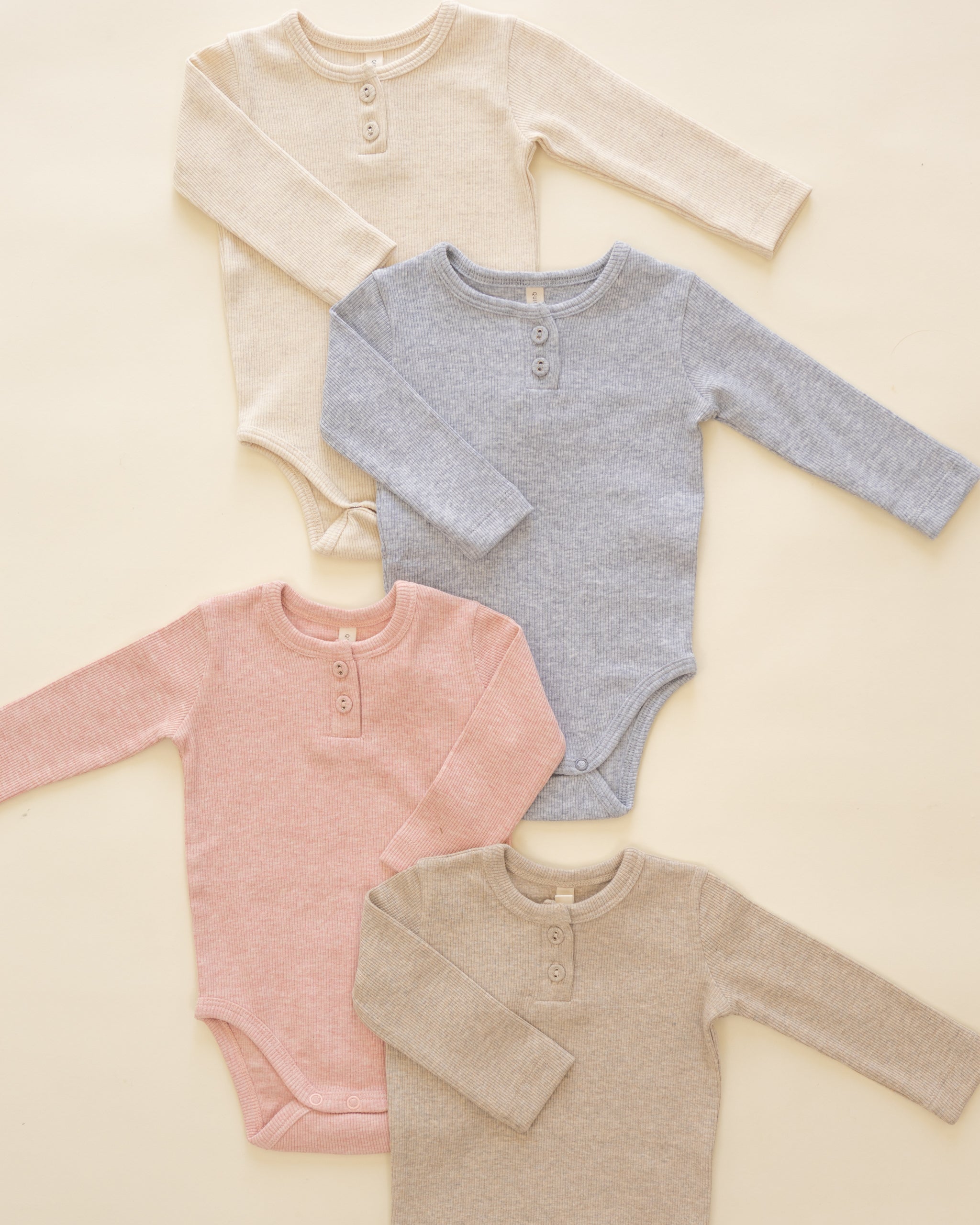 Ribbed Long Sleeve Onesie || Oatmeal - Rylee + Cru | Kids Clothes | Trendy Baby Clothes | Modern Infant Outfits |
