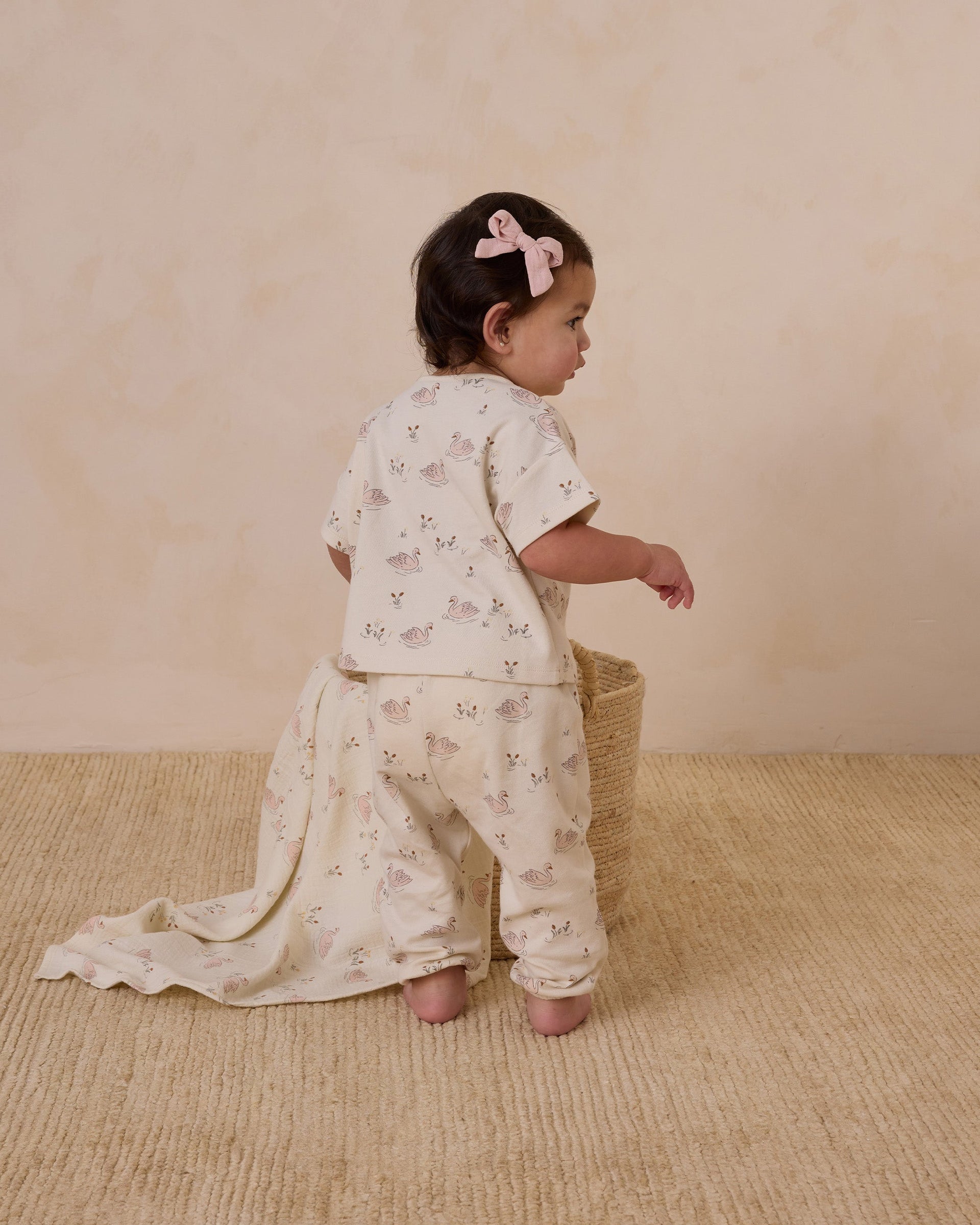 Quincy Mae Swaddle Blanket in Swans main image 1