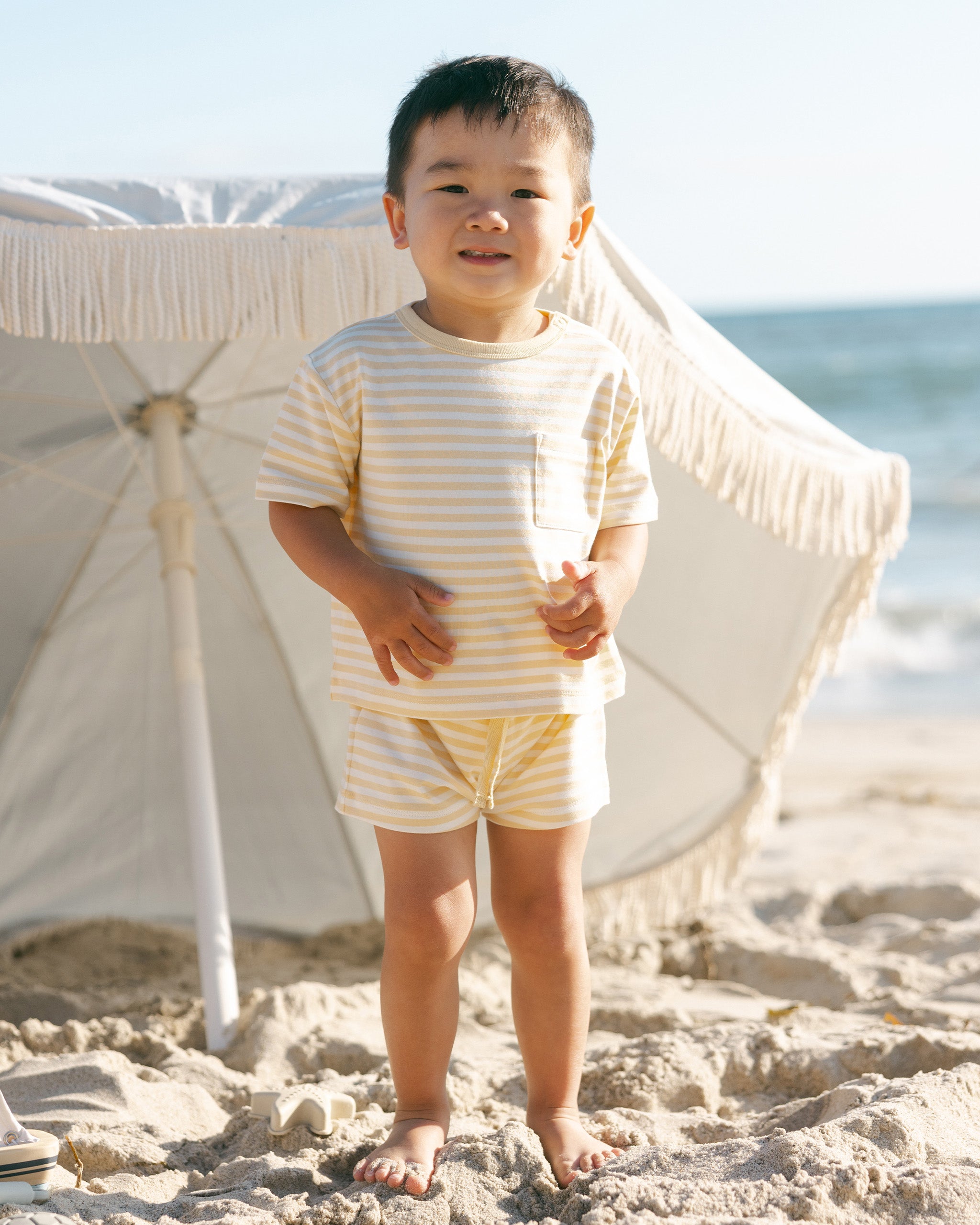 Pocket Tee + Short Set || Yellow Stripe