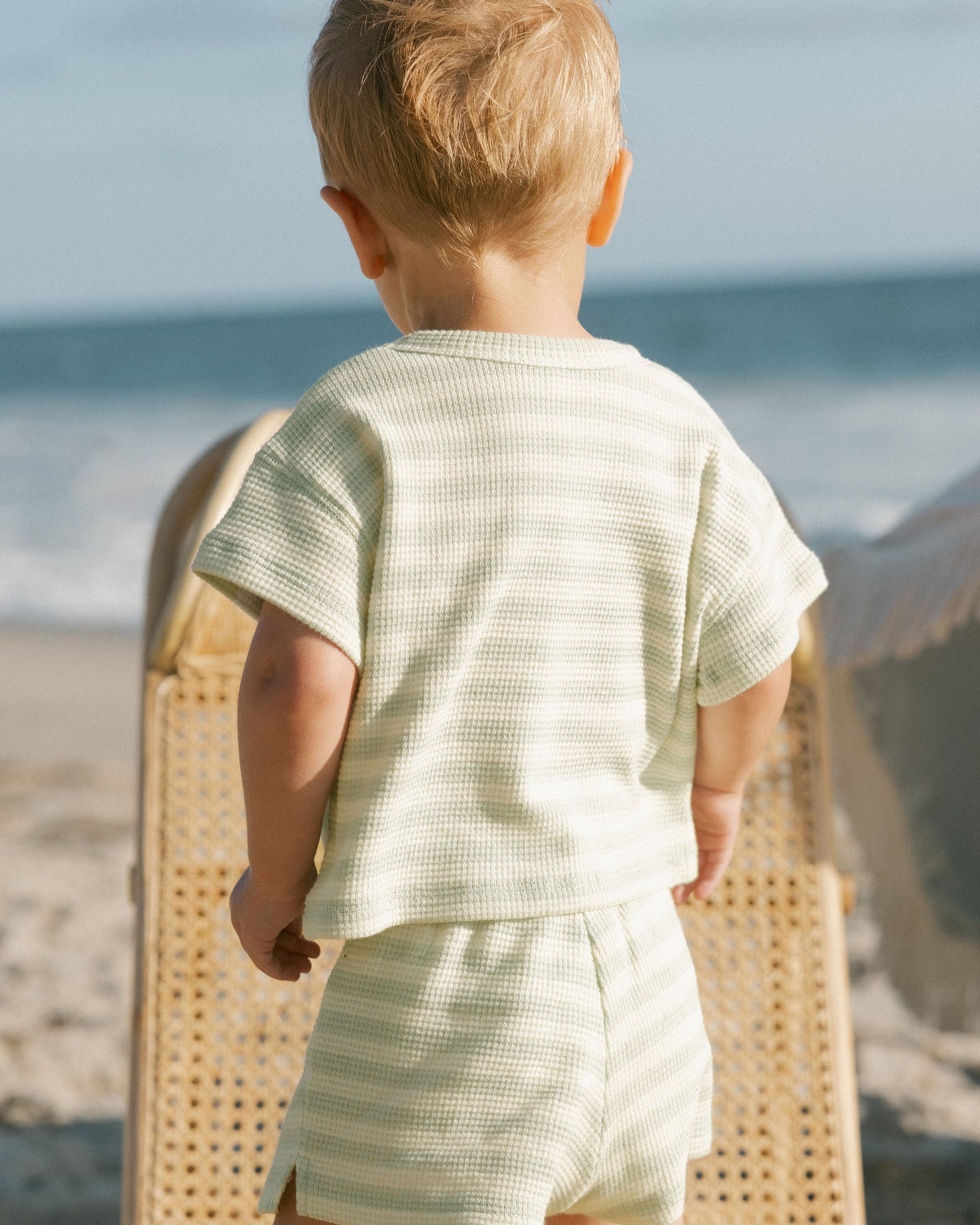 Waffle Tee + Short Set || Mint Stripe