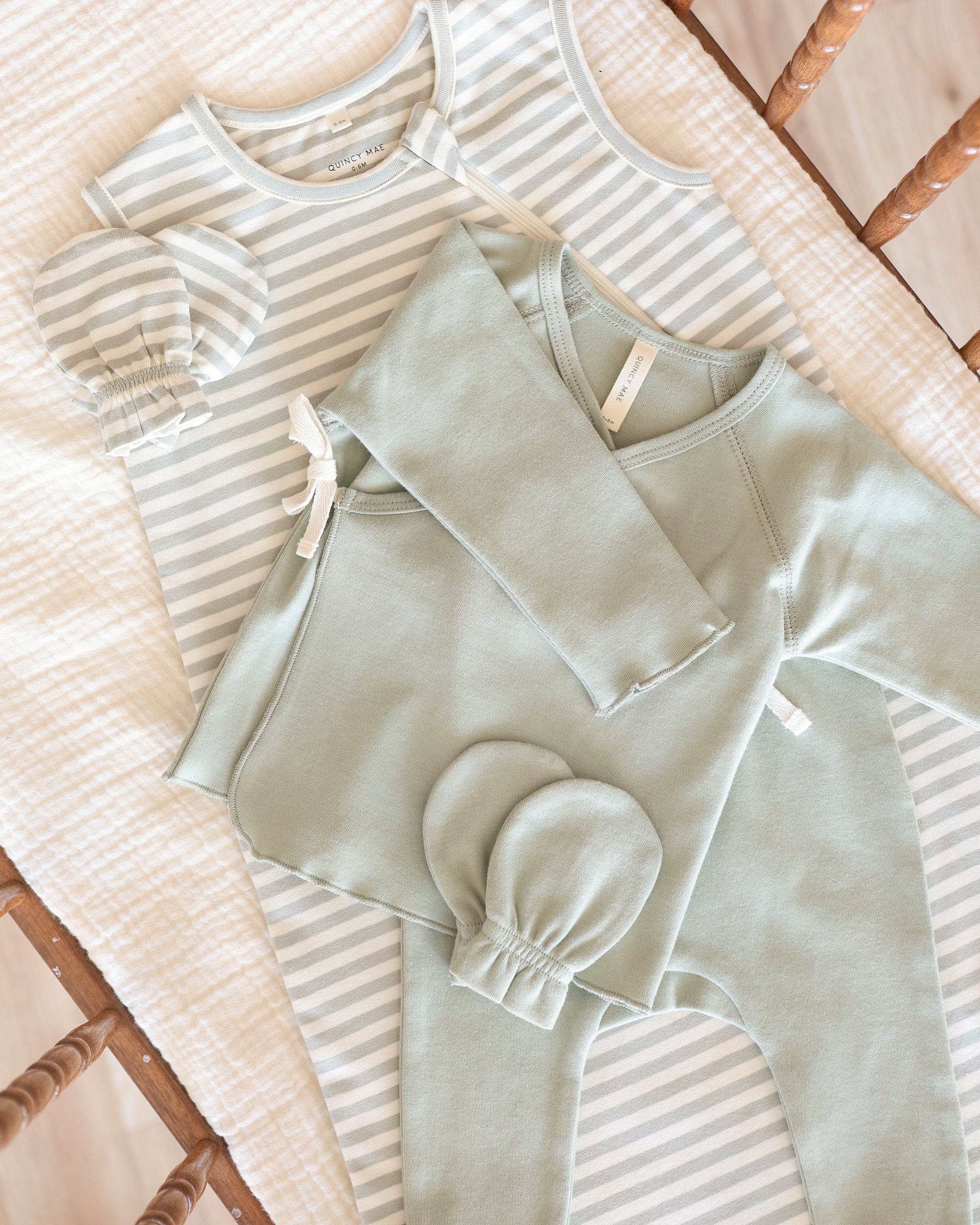 Quincy Mae Wrap Top & Footed Pant Set - Sage Quincy Mae Wrap Top & Footed Pant Set - Sage