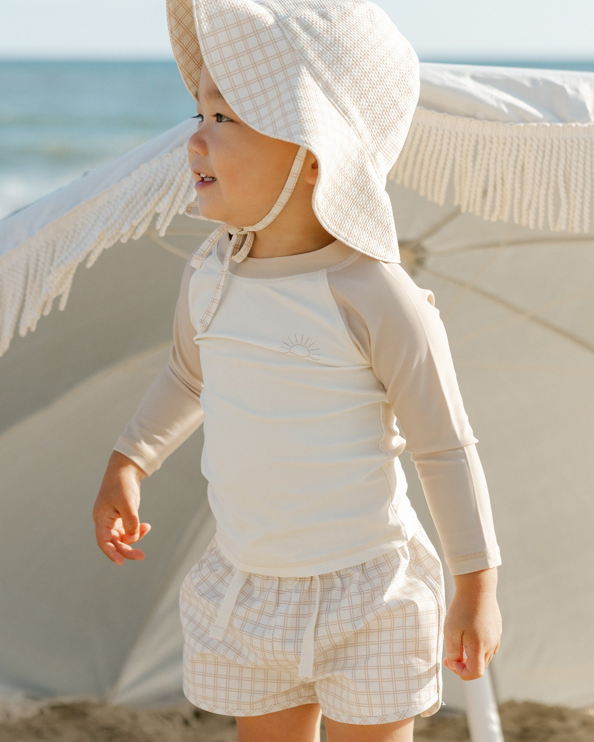 Quincy Mae Swim Shorts - Ocean Gingham