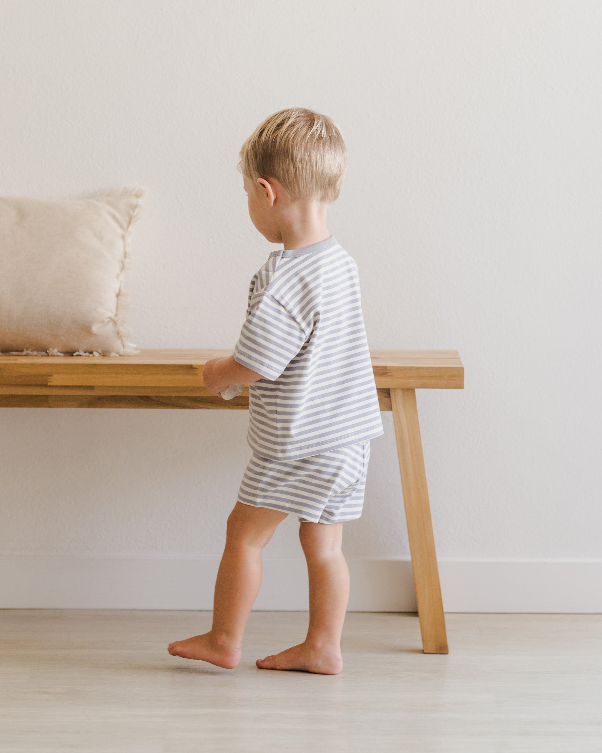 Pocket Tee + Short Set || Blue Stripe