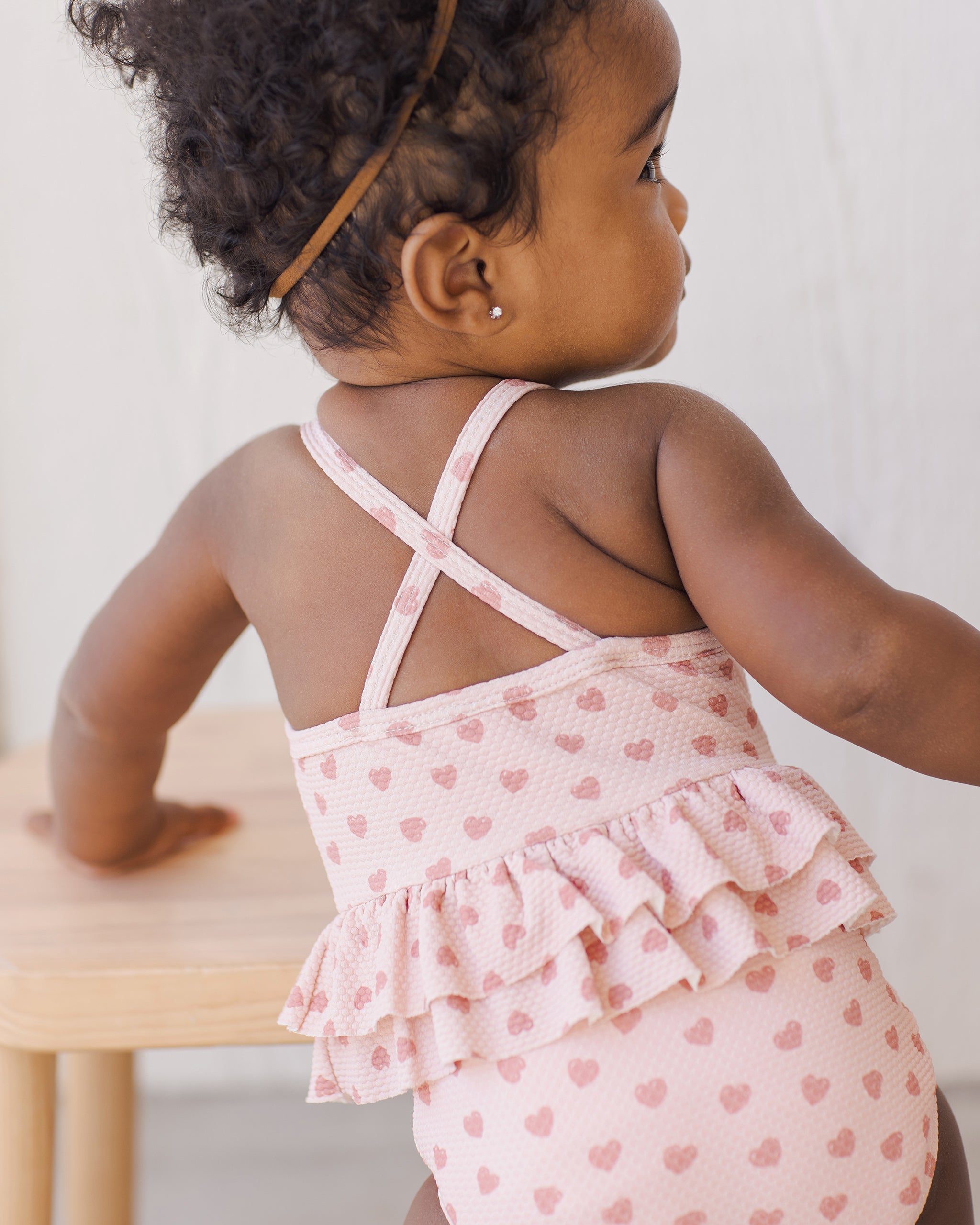 Ruffled One-Piece Swimsuit || Hearts