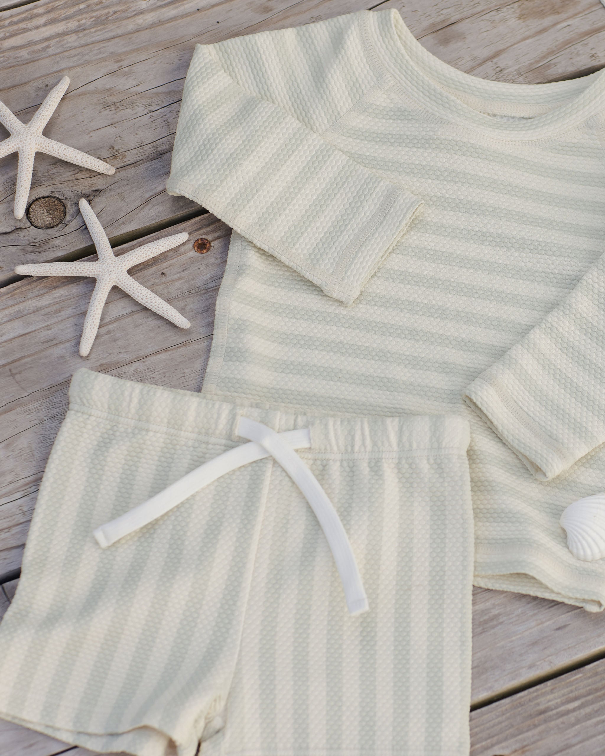 Finn Rashguard + Short Set || Mint Stripe