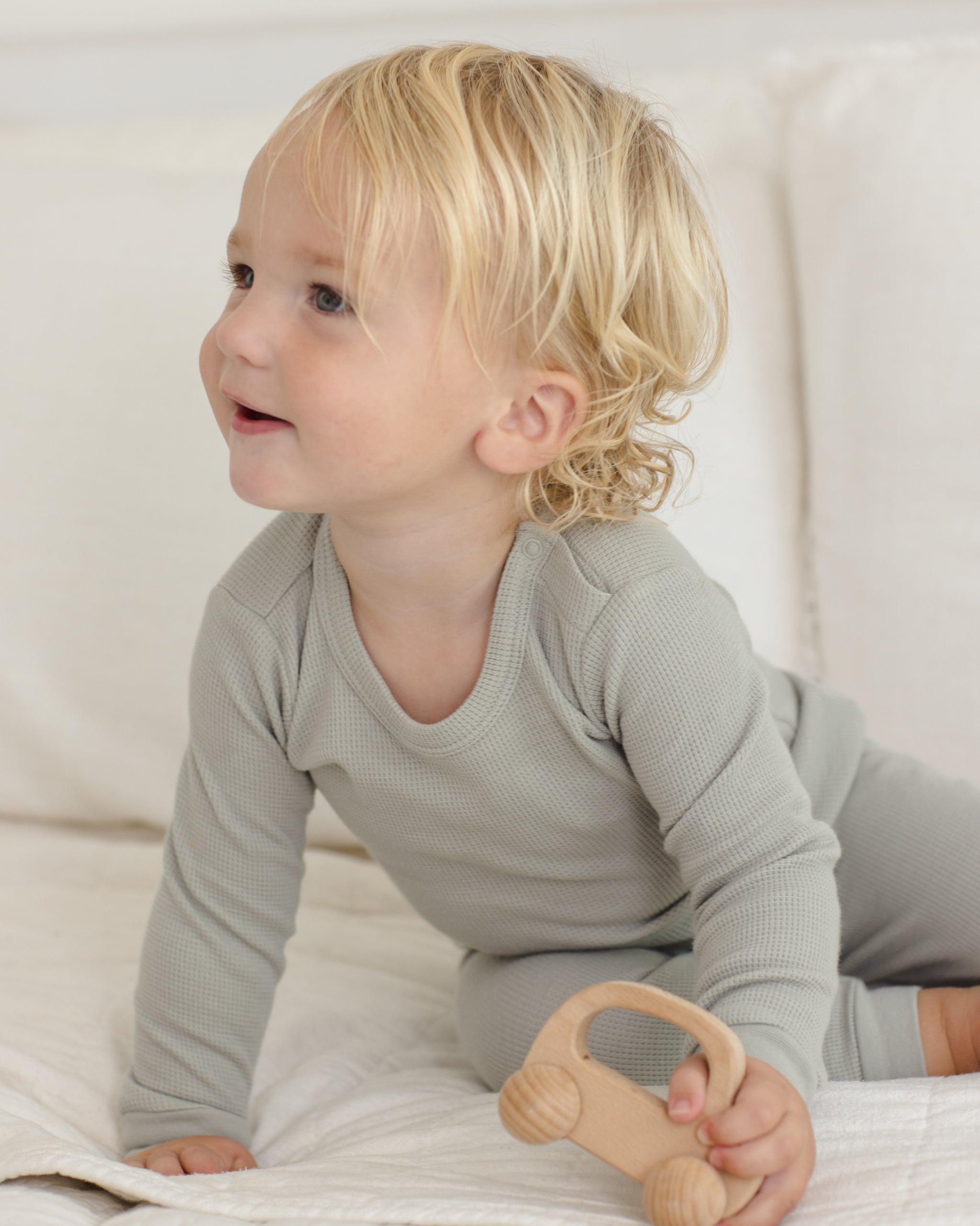 Waffle Top Pant Set Sage - Rylee + Cru | Kids Clothes | Trendy Baby Clothes | Modern Infant Outfits |