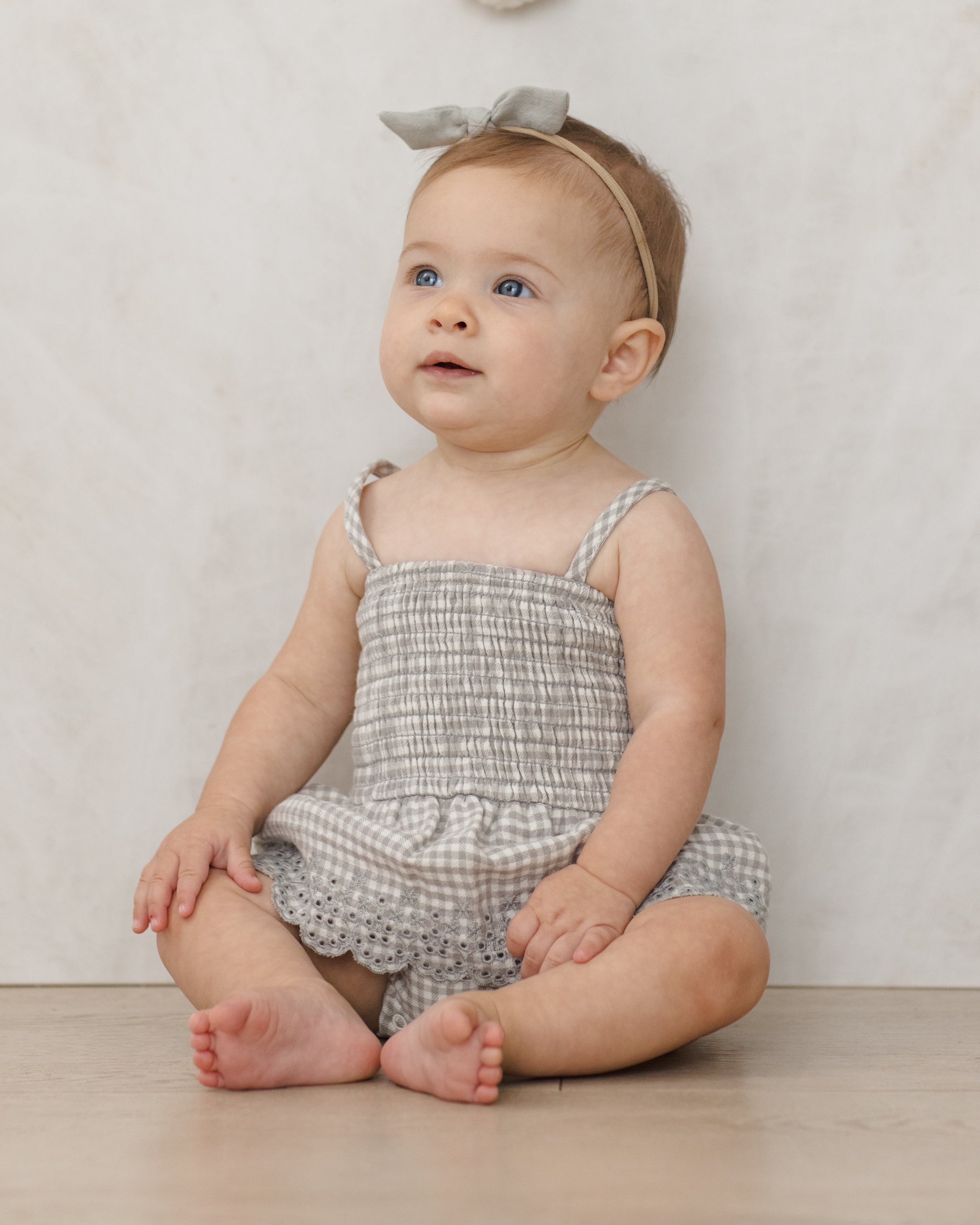 Smocked Skirted Romper Sage Gingham - Rylee + Cru | Kids Clothes | Trendy Baby Clothes | Modern Infant Outfits |