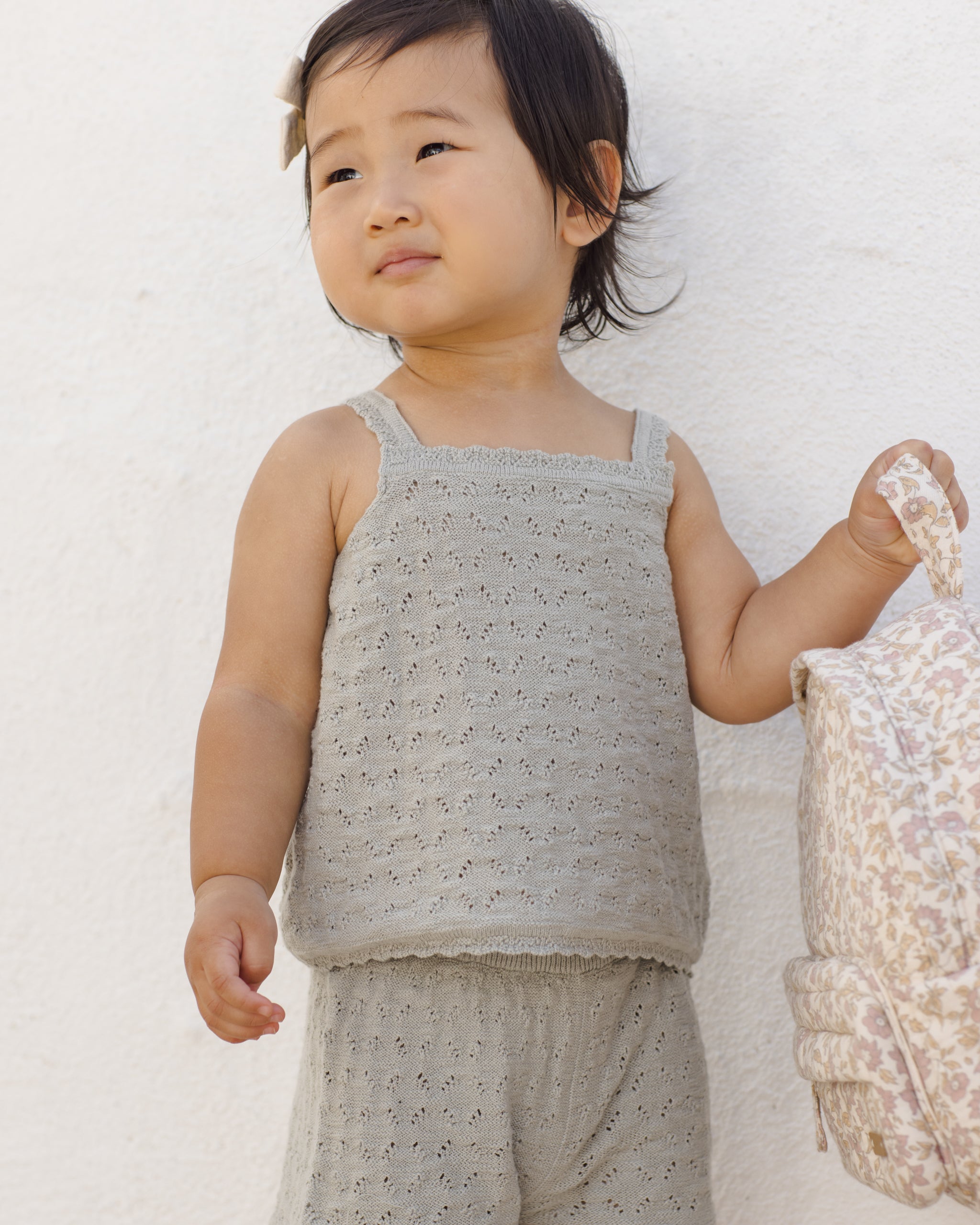 Pointelle Tank + Shortie Set Sage - Rylee + Cru | Kids Clothes | Trendy Baby Clothes | Modern Infant Outfits |