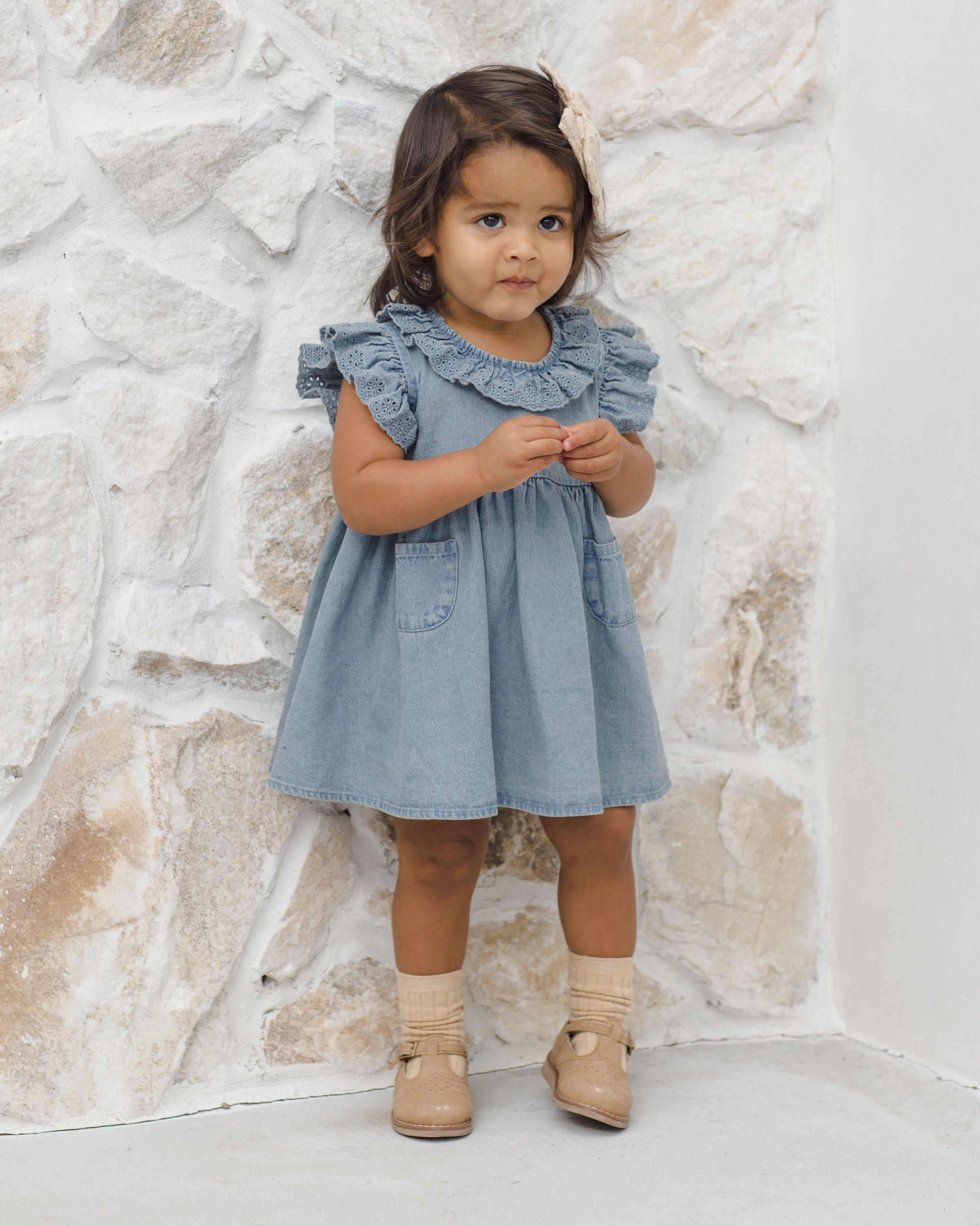 Sophie Dress Chambray - Rylee + Cru | Kids Clothes | Trendy Baby Clothes | Modern Infant Outfits |
