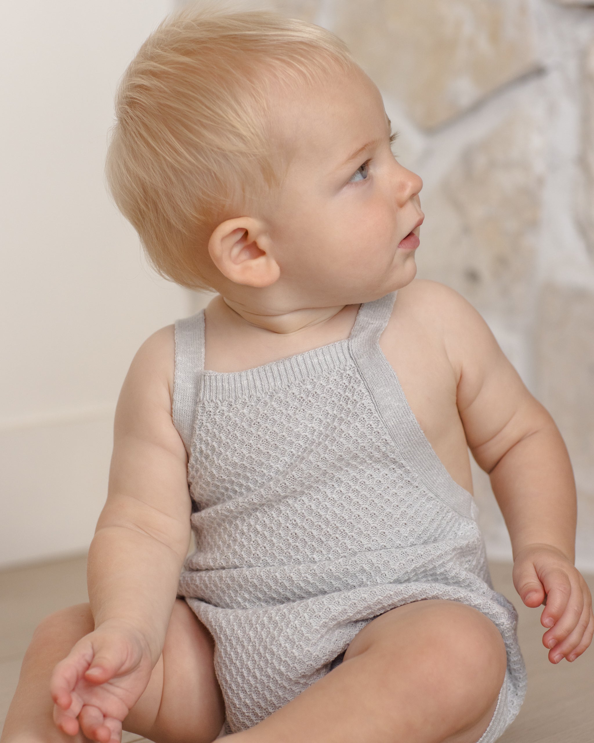 Caleb Knit Shortall Heathered Sky - Rylee + Cru | Kids Clothes | Trendy Baby Clothes | Modern Infant Outfits |