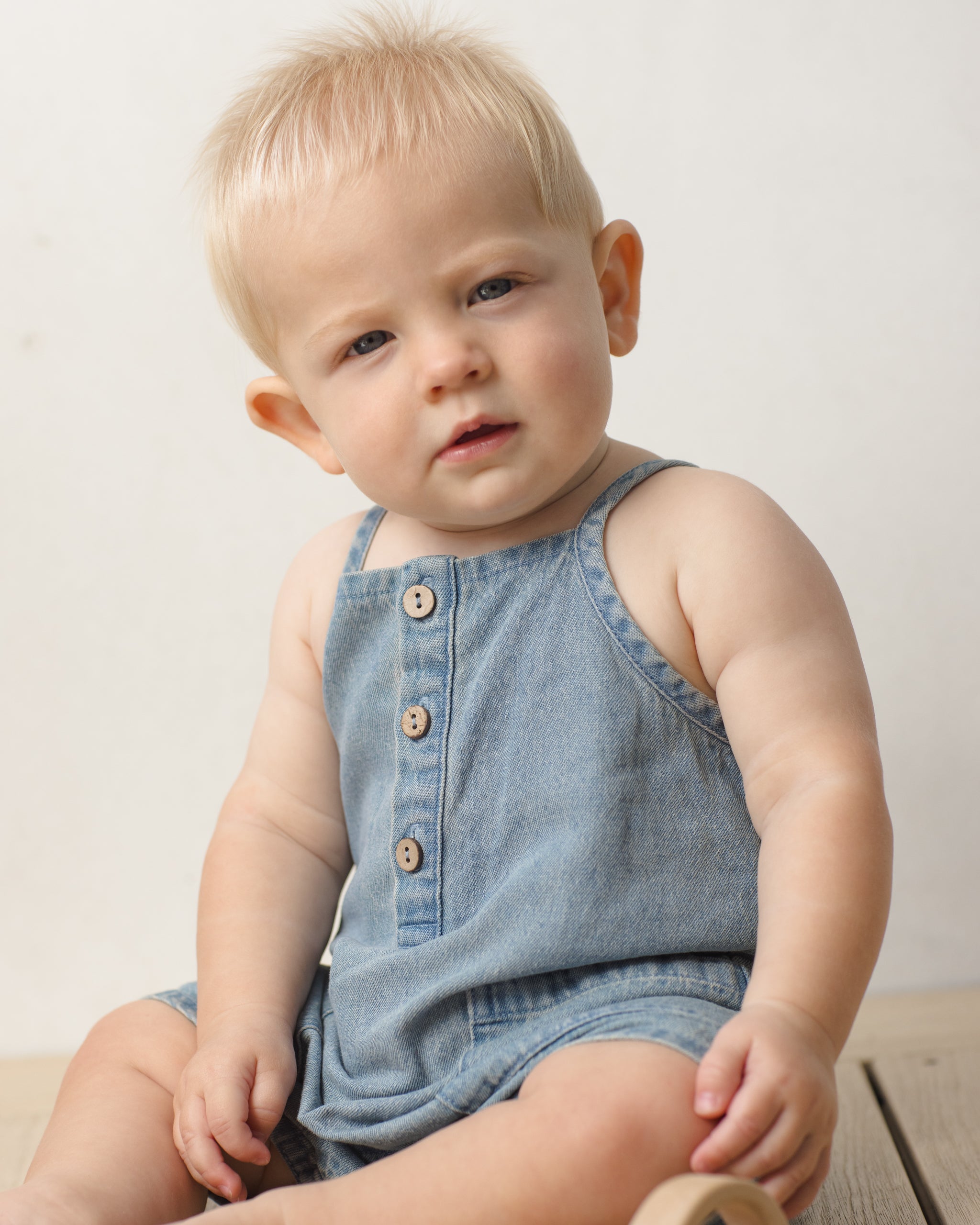 Oakley Romper Chambray - Rylee + Cru | Kids Clothes | Trendy Baby Clothes | Modern Infant Outfits |