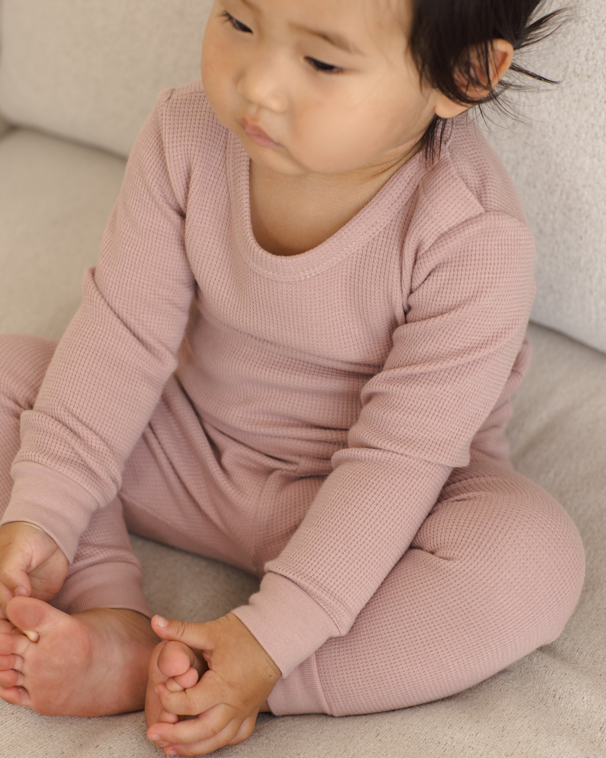 Waffle Top Pant Set Mauve - Rylee + Cru | Kids Clothes | Trendy Baby Clothes | Modern Infant Outfits |