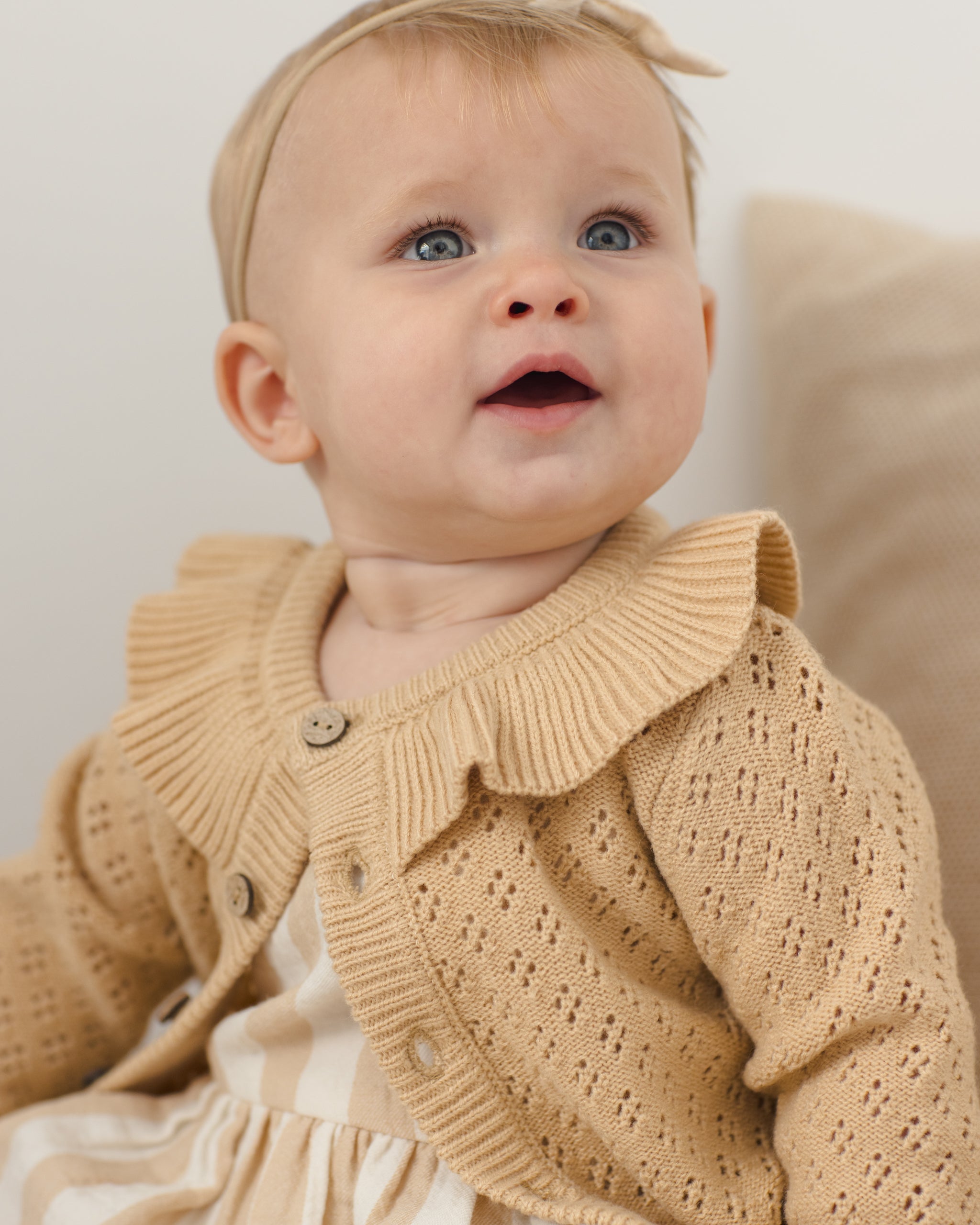 Ruffle Collar Cardigan Butterscotch - Rylee + Cru | Kids Clothes | Trendy Baby Clothes | Modern Infant Outfits |