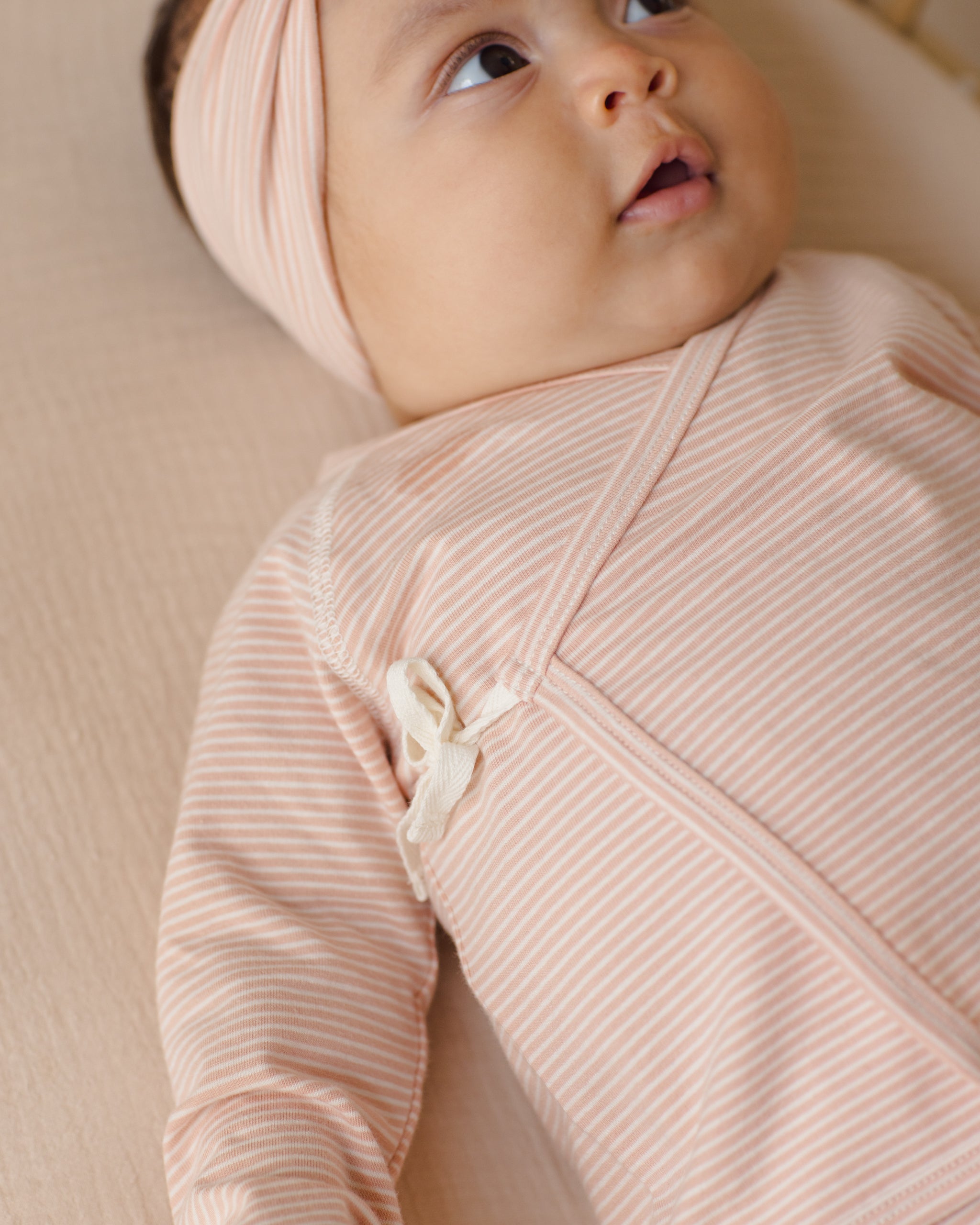 Wrap Top + Footed Pant Set Melon Micro Stripe - Rylee + Cru | Kids Clothes | Trendy Baby Clothes | Modern Infant Outfits |