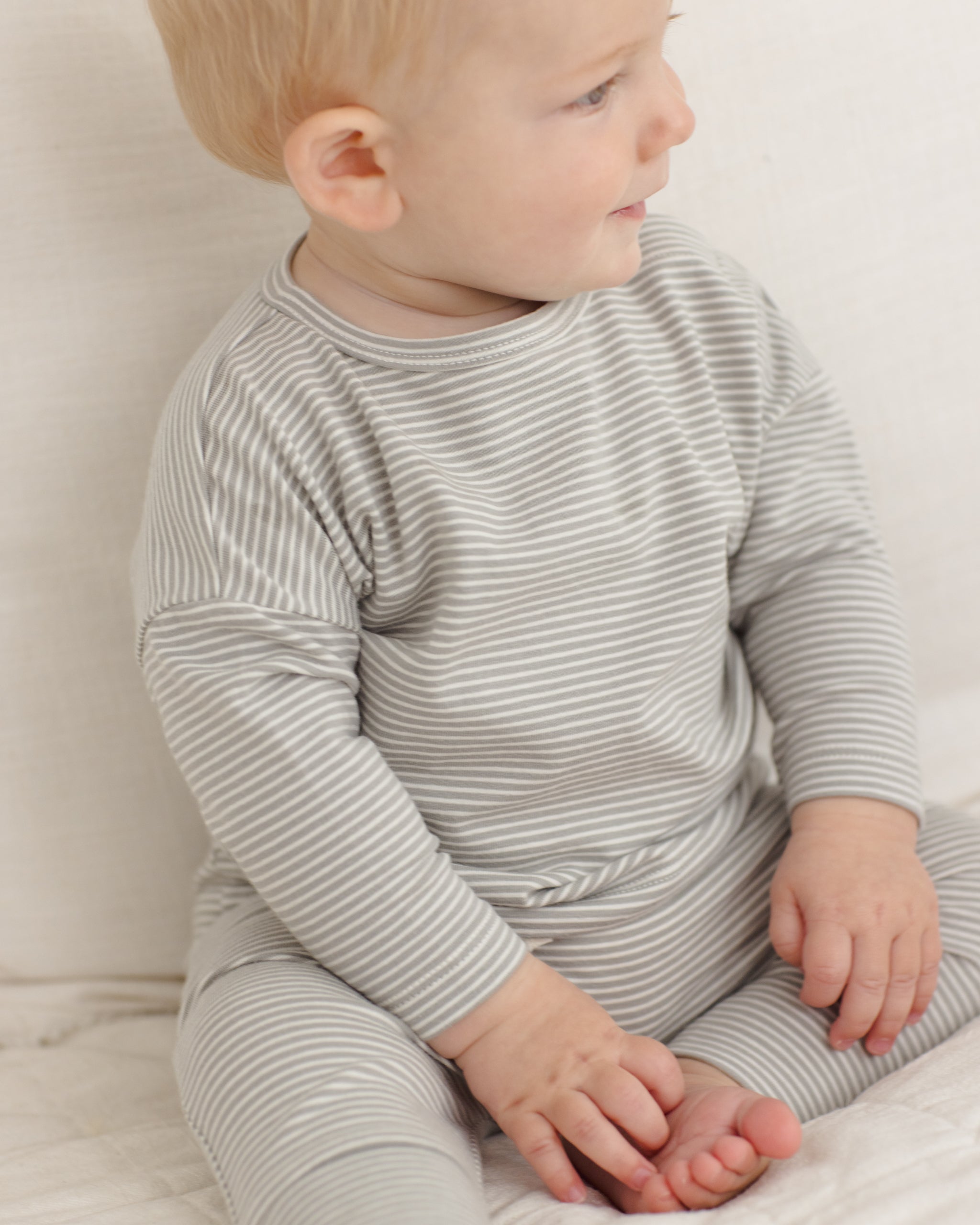 Long Sleeve Tee Sage Micro Stripe - Rylee + Cru | Kids Clothes | Trendy Baby Clothes | Modern Infant Outfits |