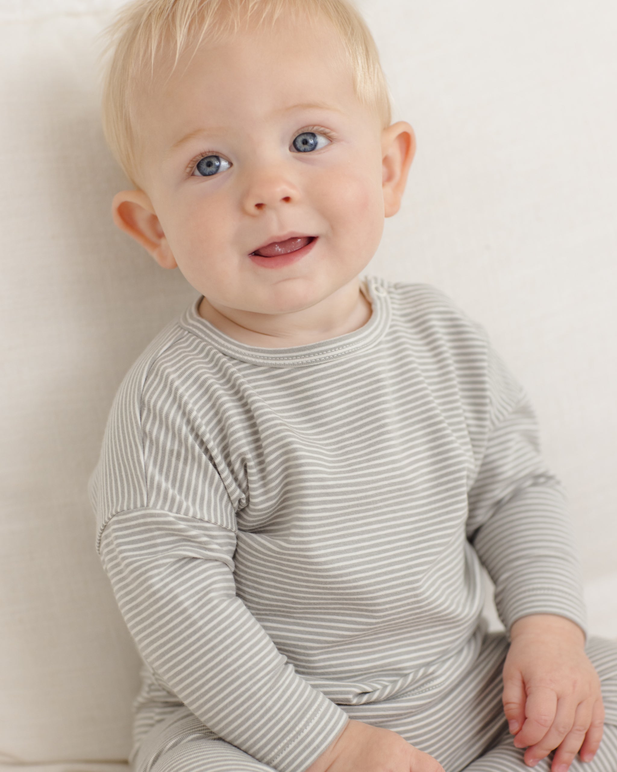 Long Sleeve Tee Sage Micro Stripe - Rylee + Cru | Kids Clothes | Trendy Baby Clothes | Modern Infant Outfits |