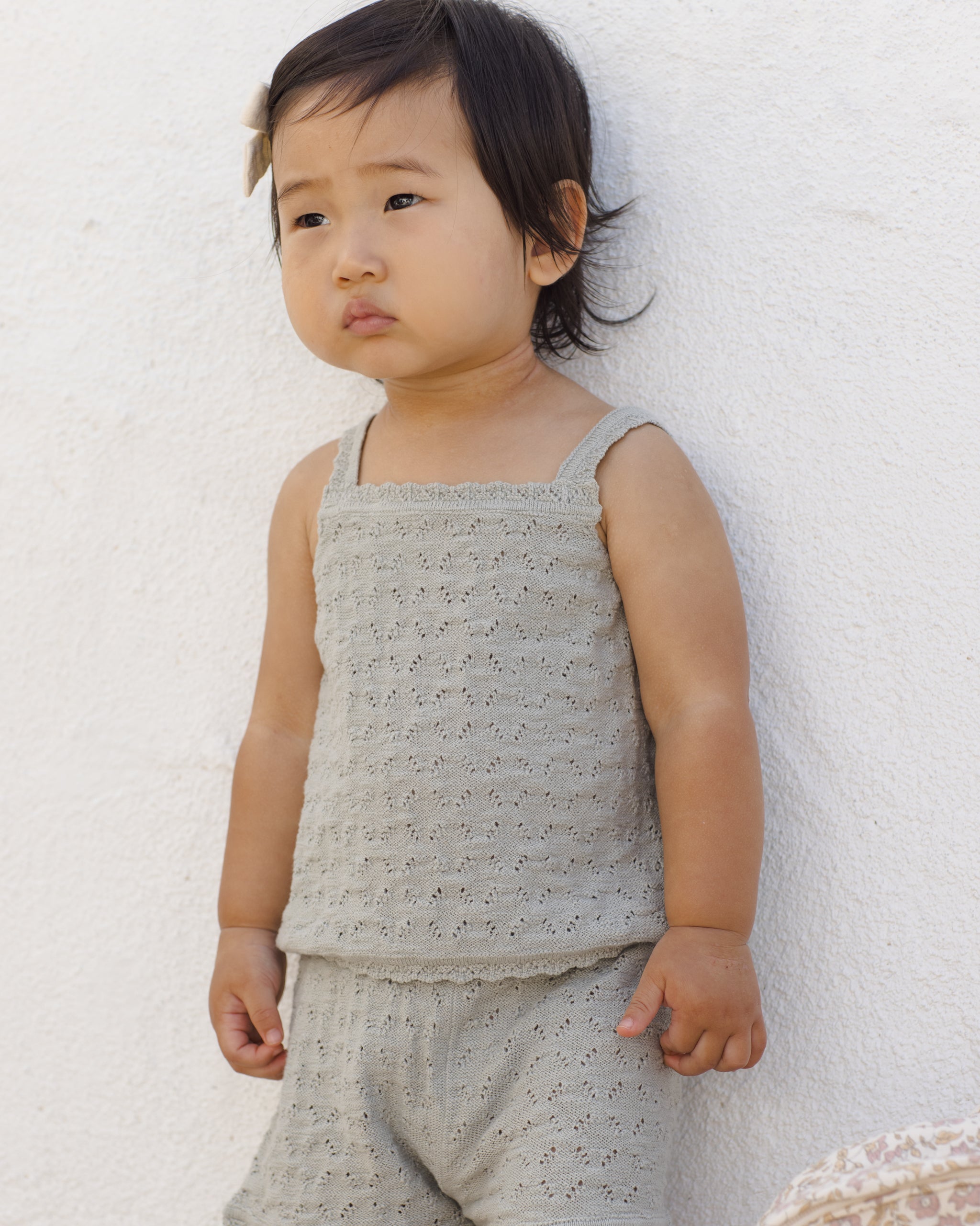 Pointelle Tank + Shortie Set Sage - Rylee + Cru | Kids Clothes | Trendy Baby Clothes | Modern Infant Outfits |
