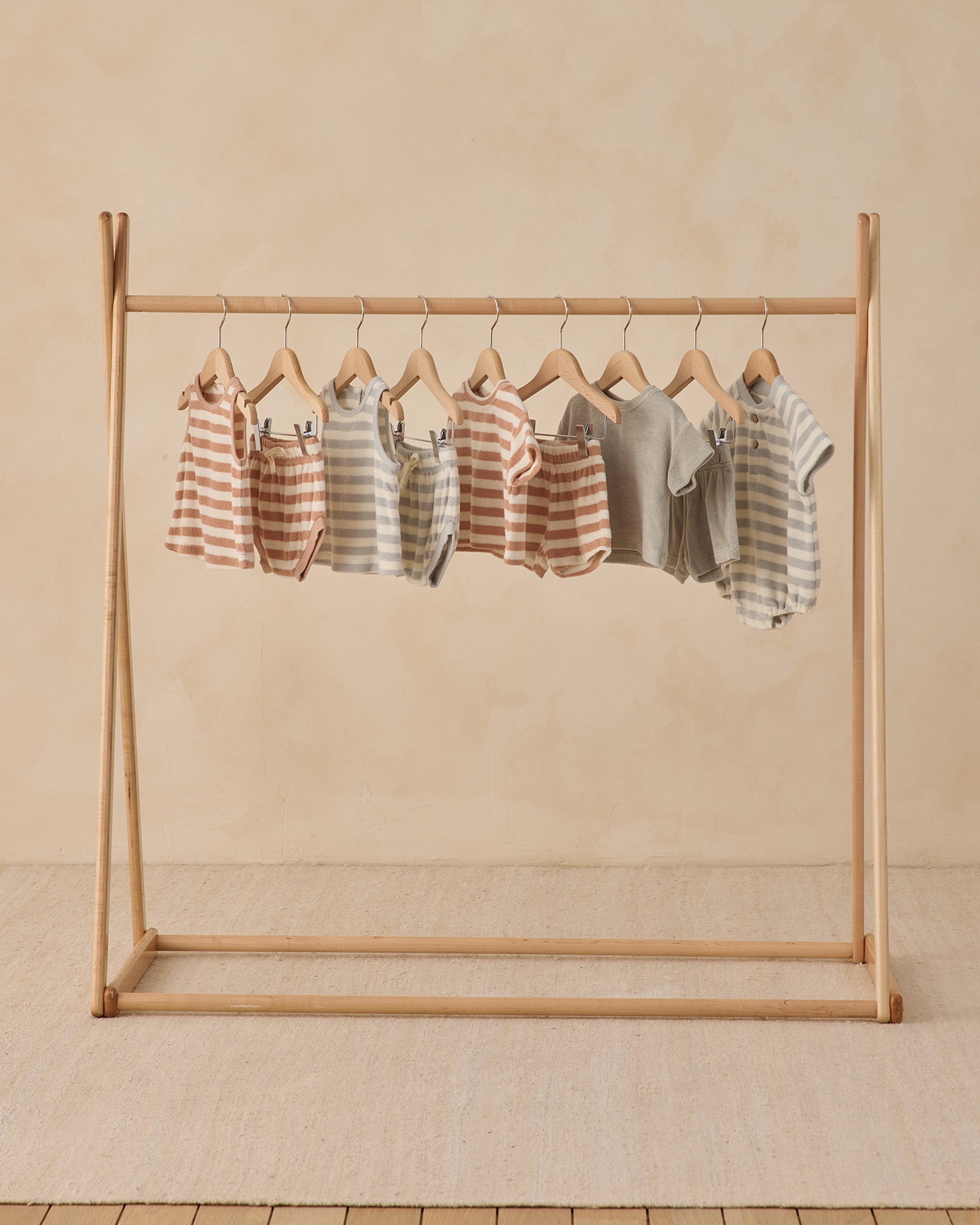 Terry Tank + Short Set Latte Stripe - Rylee + Cru | Kids Clothes | Trendy Baby Clothes | Modern Infant Outfits |